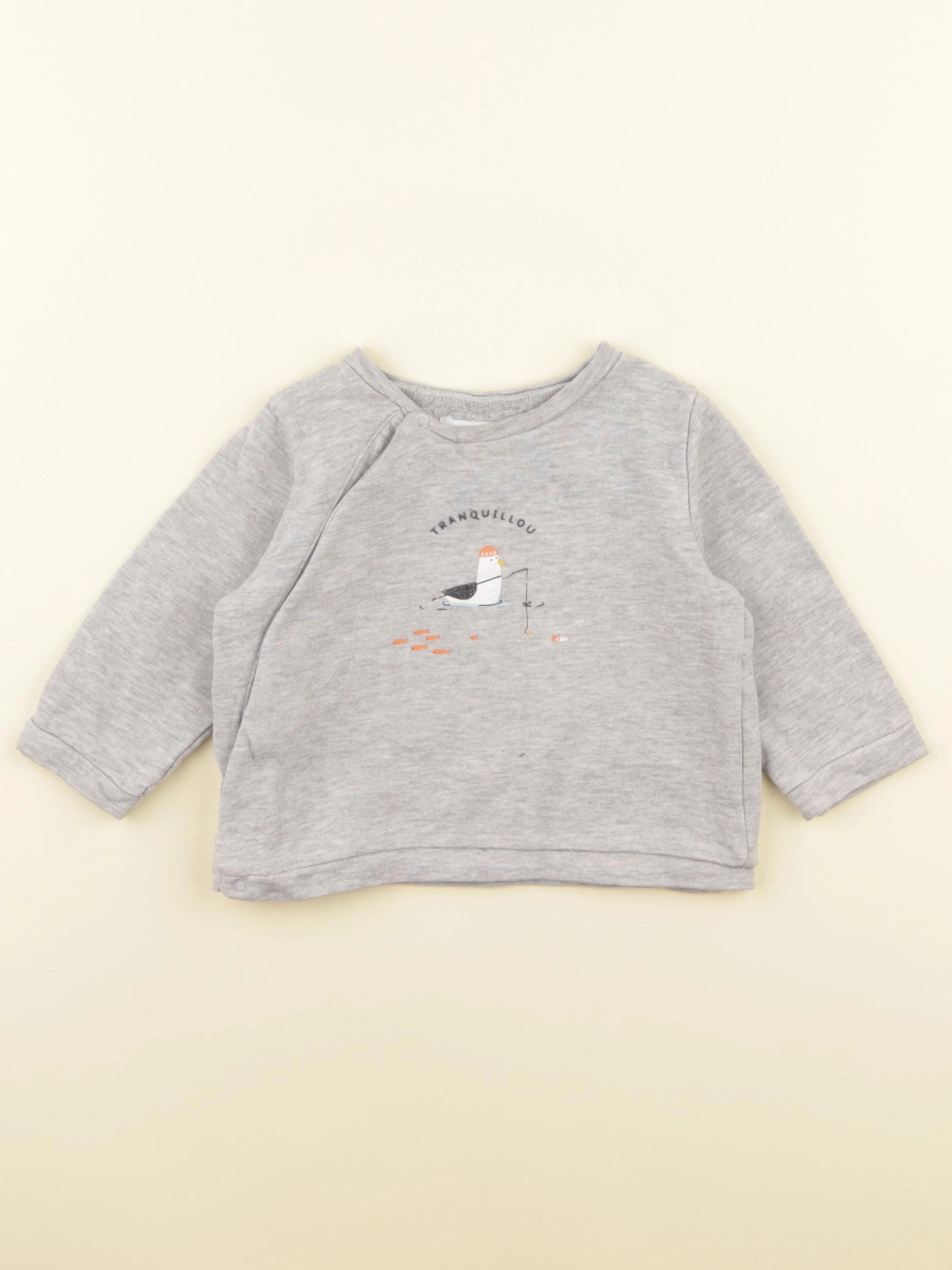 Vertbaudet - sweat gris - 9 mois