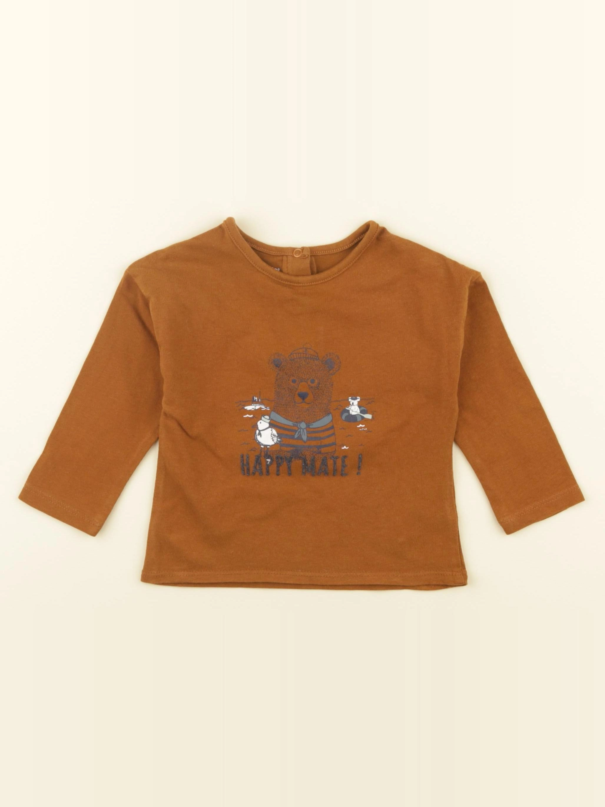 Vertbaudet - tee-shirt marron - 12 mois