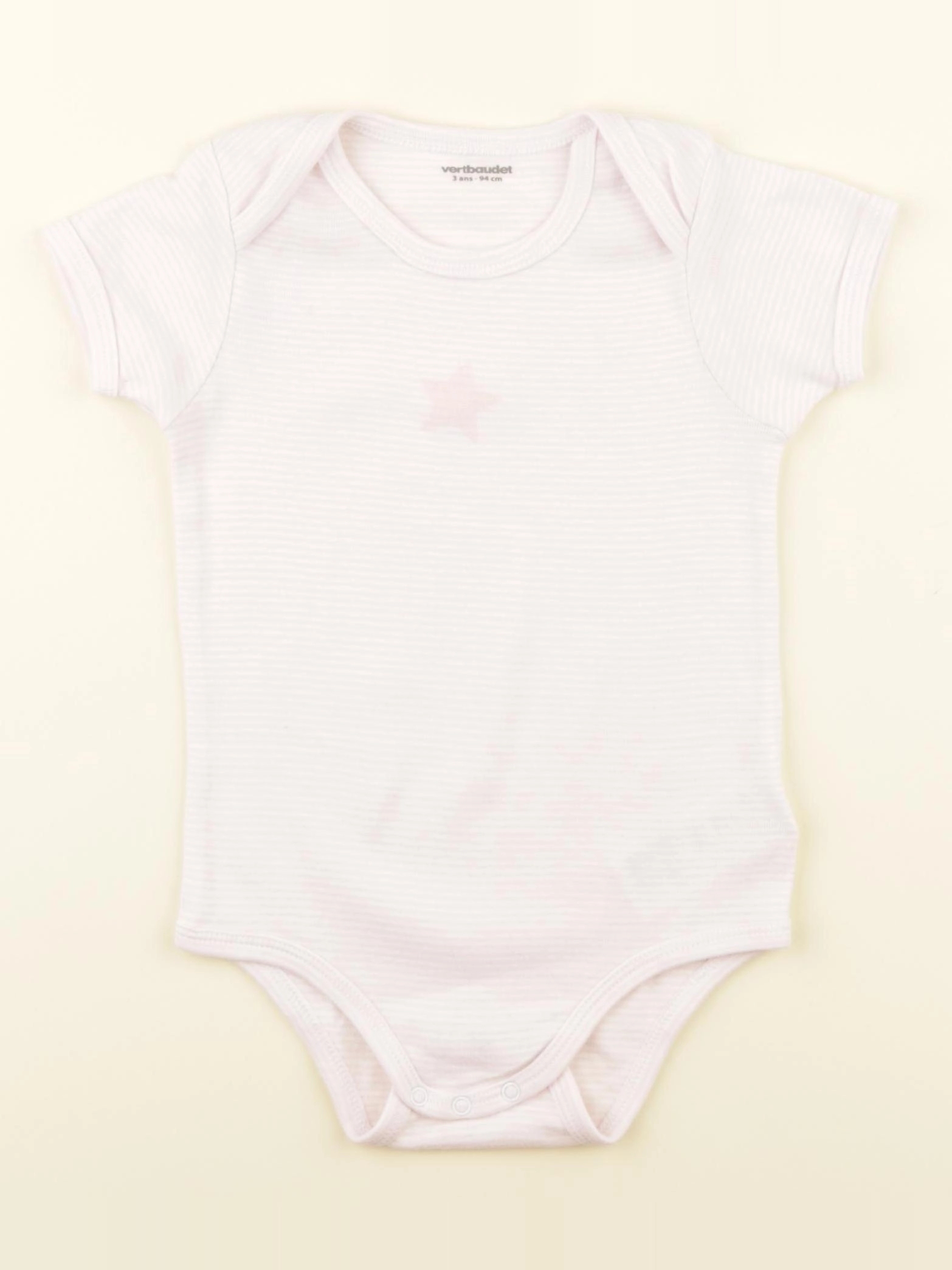 Vertbaudet - body rose, blanc - 3 ans