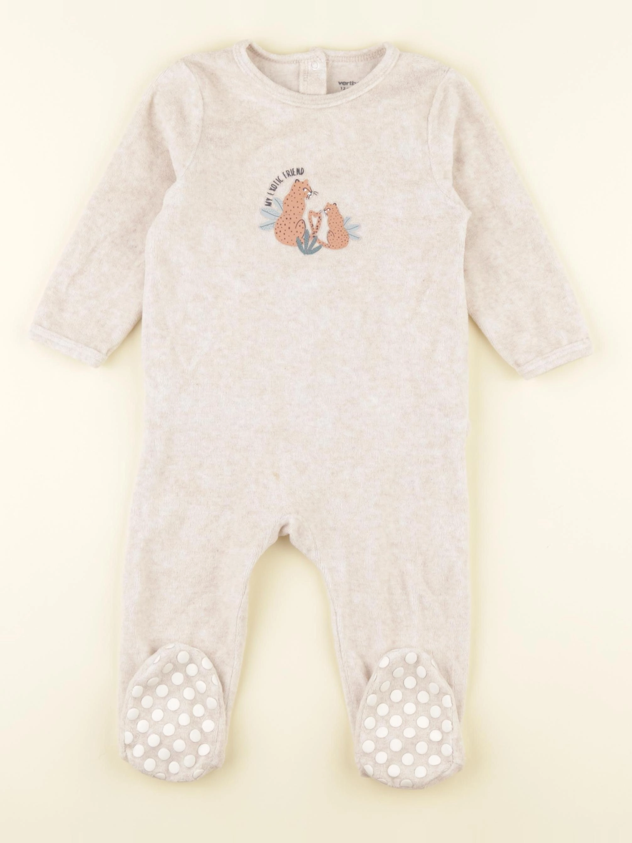 Vertbaudet - pyjama velours beige - 12 mois