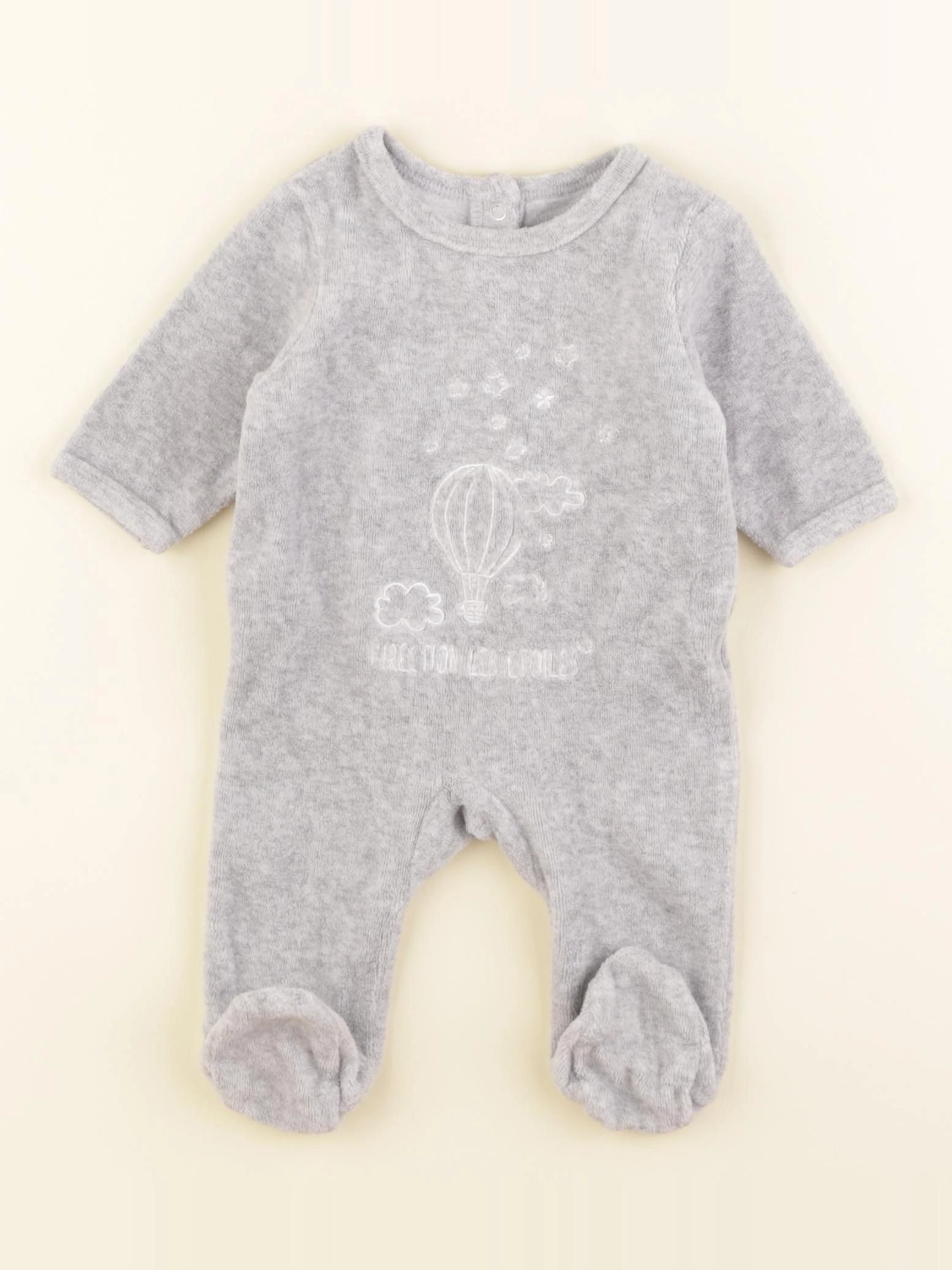 Vertbaudet - pyjama velours gris - 1 mois