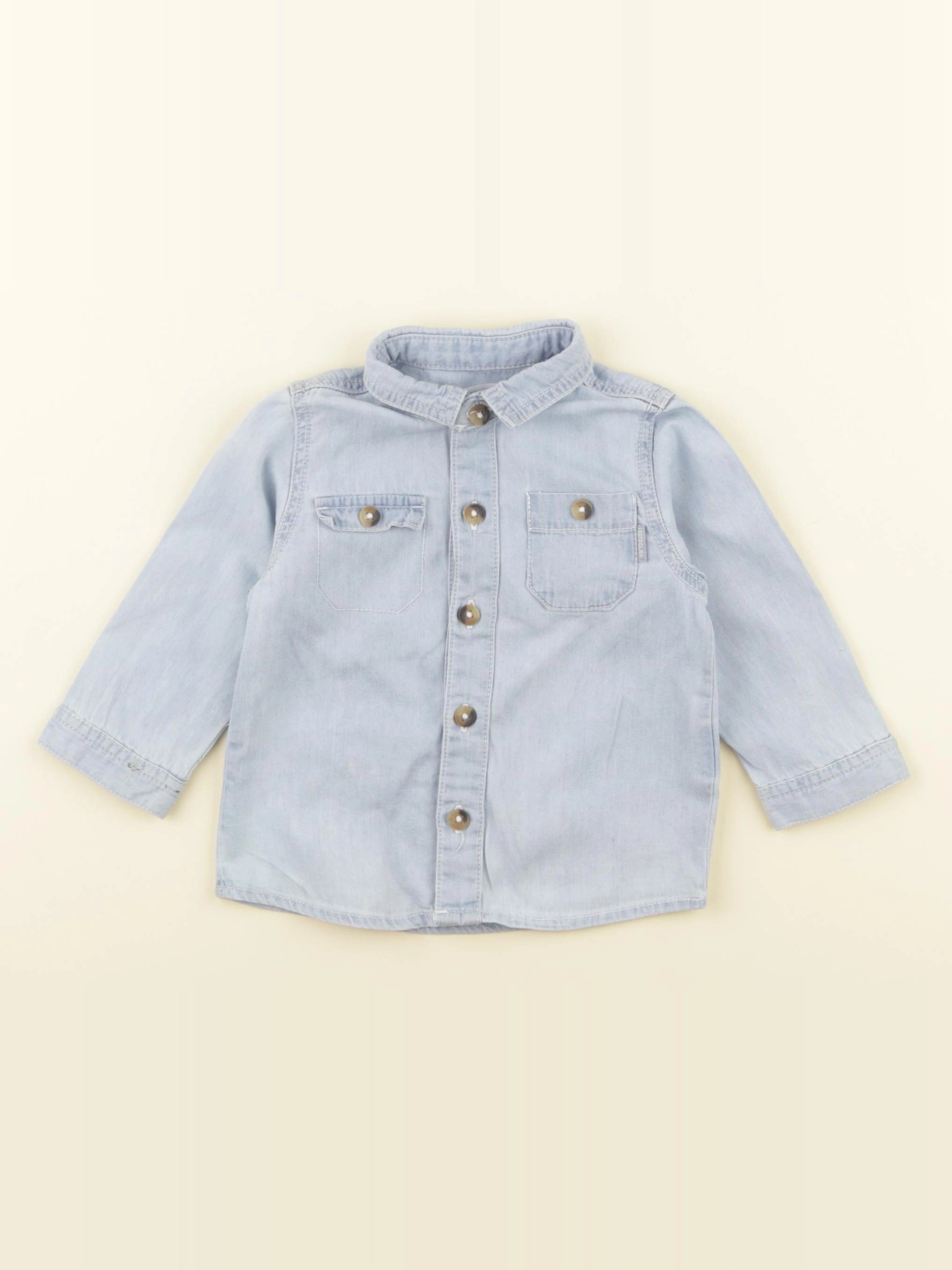 Vertbaudet - chemise bleu - 9 mois