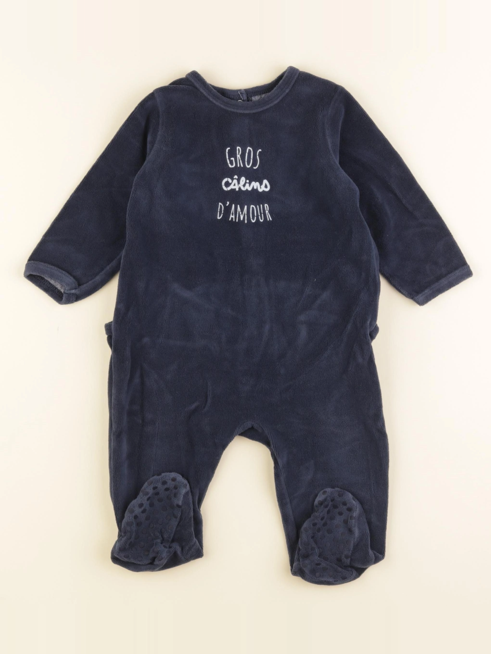 Vertbaudet - pyjama velours bleu - 12 mois