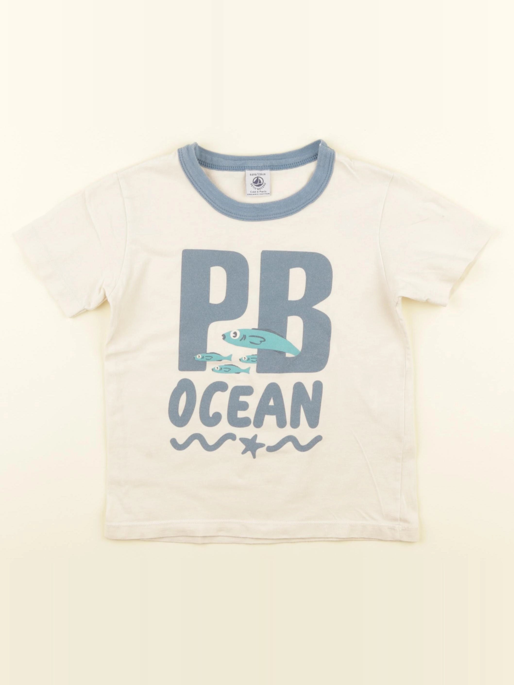 Petit Bateau - tee-shirt beige - 6 ans