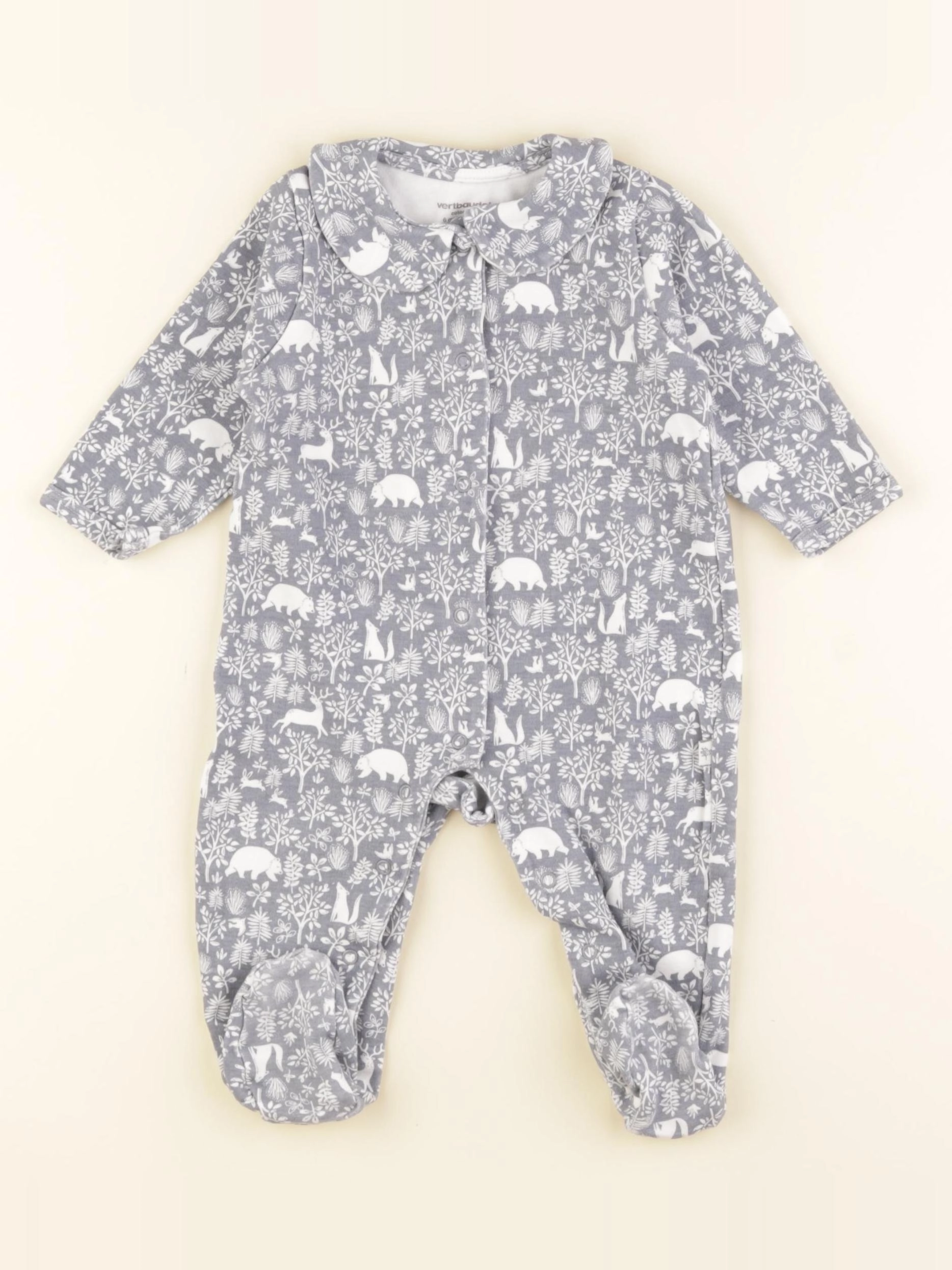 Vertbaudet - pyjama coton blanc, bleu - 6 mois