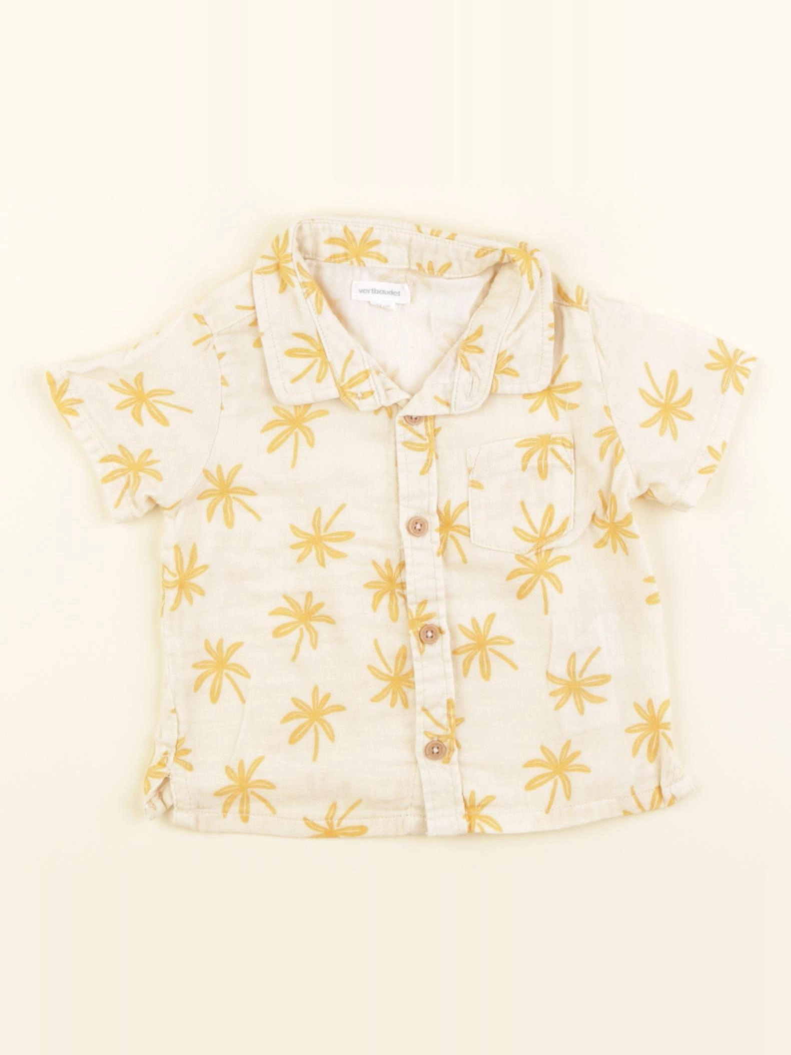Vertbaudet - chemise beige, jaune - 12 mois