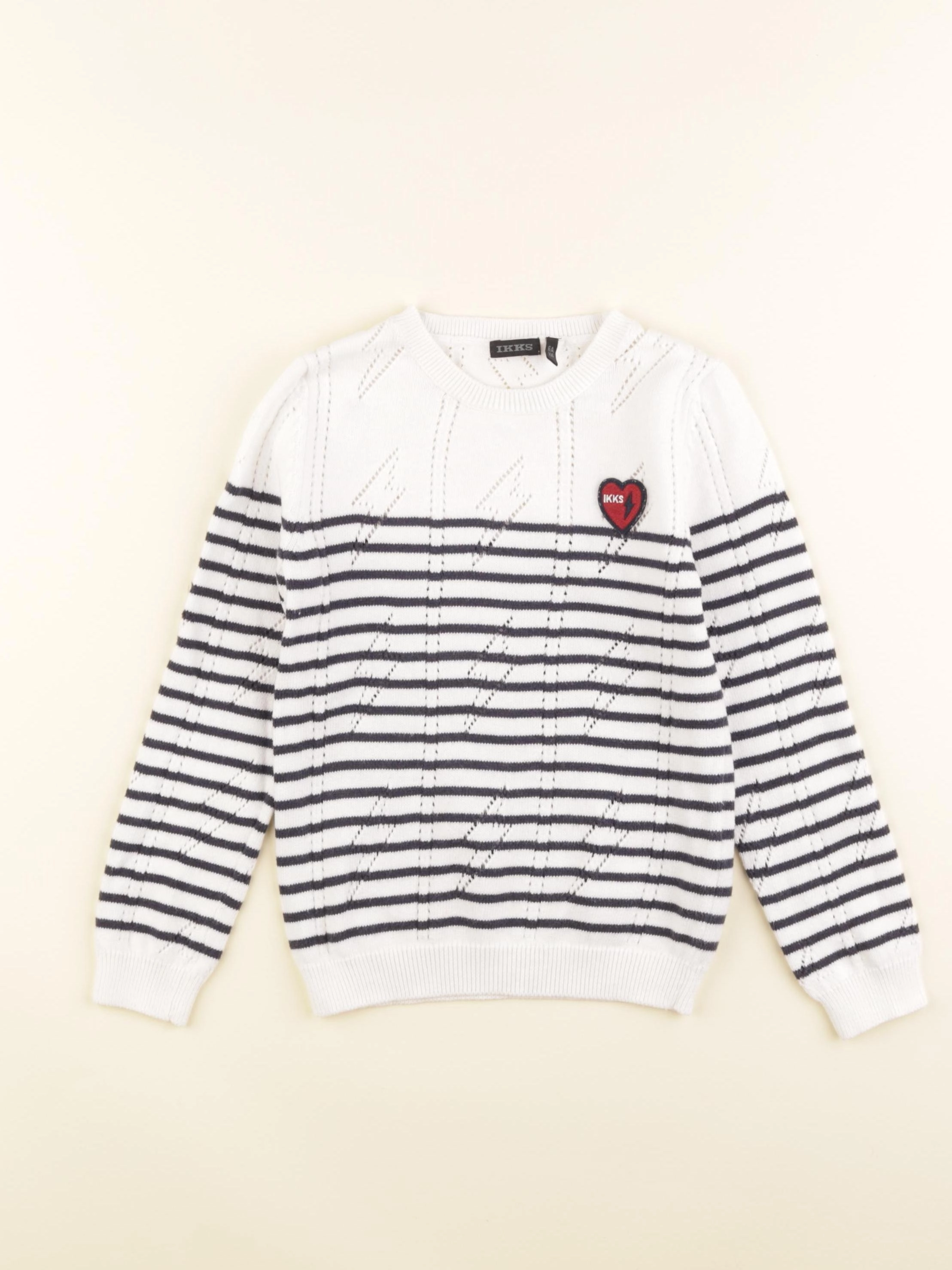 IKKS - pull blanc, bleu - 6 ans