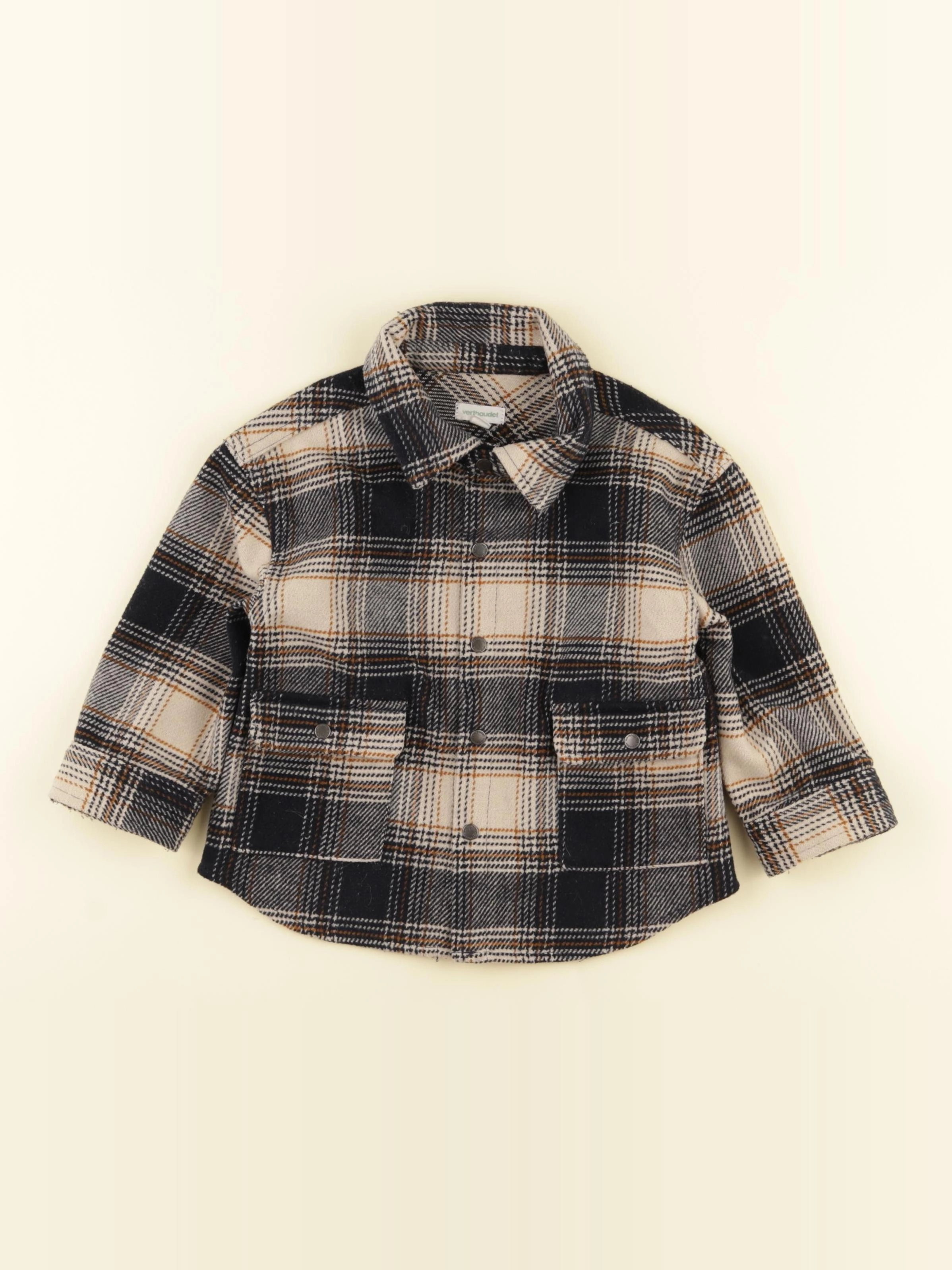 Vertbaudet - chemise beige, bleu - 18 mois