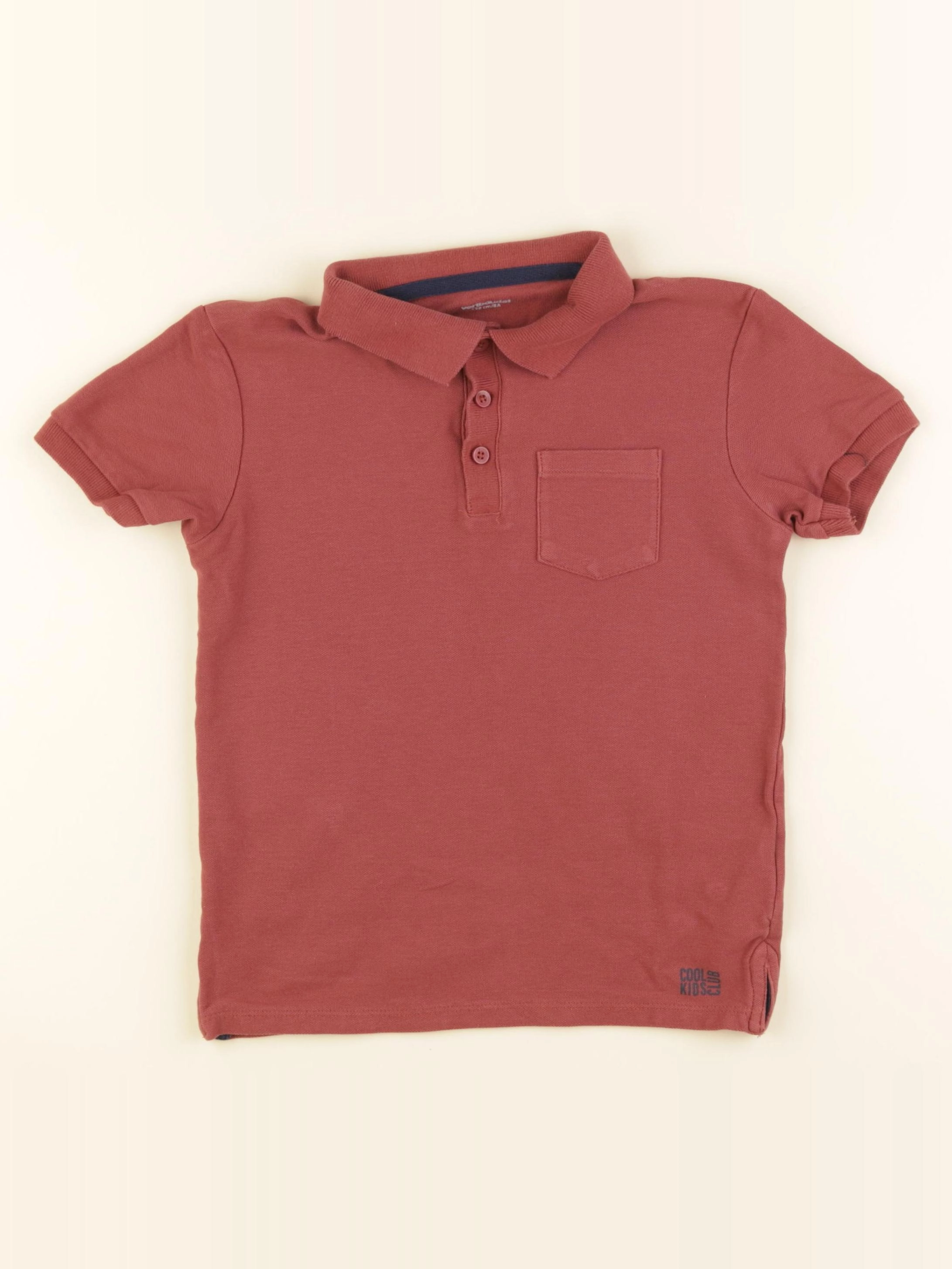 Vertbaudet - polo blanc, marron - 8 ans