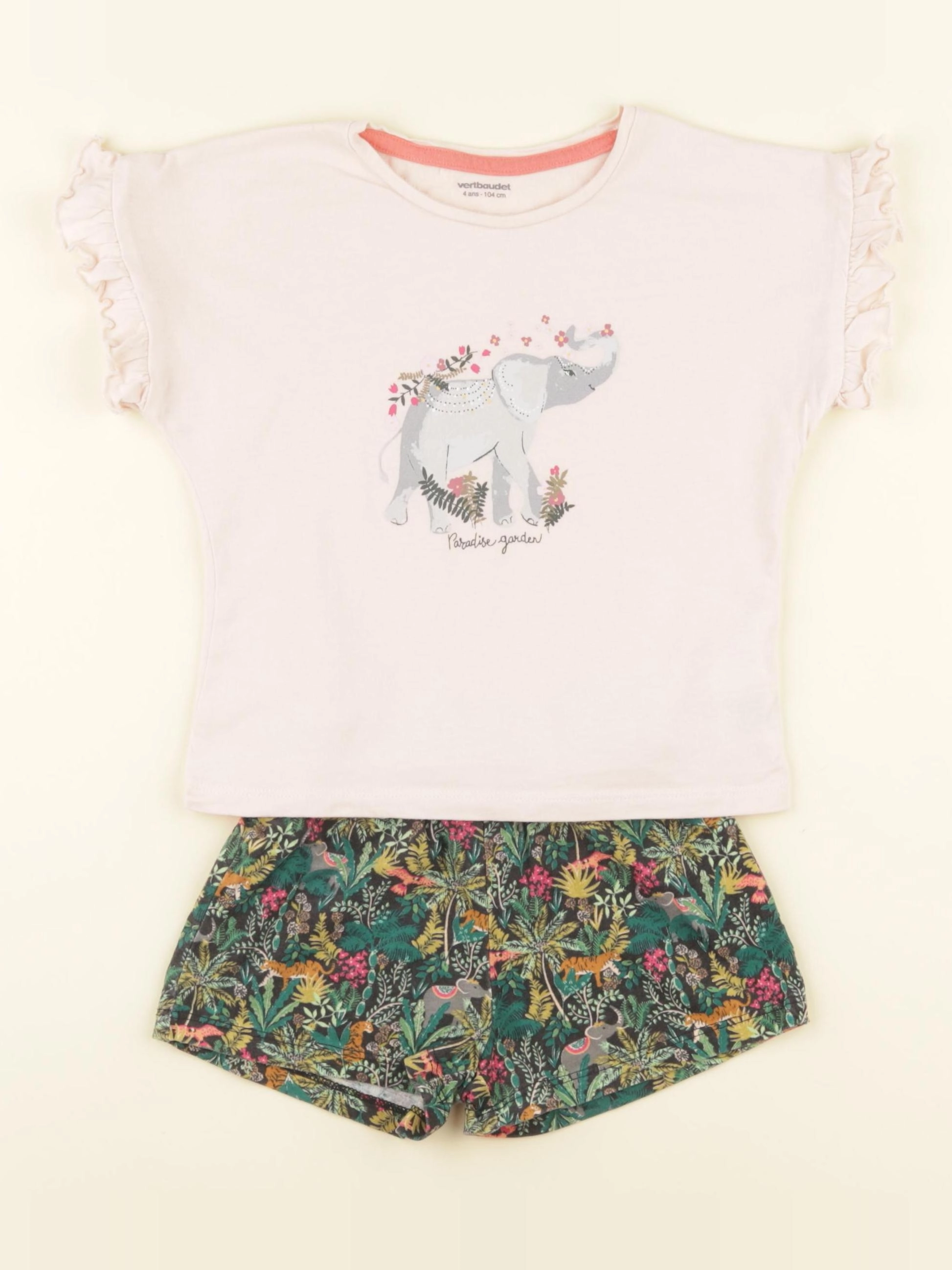 Vertbaudet - pyjama coton rose - 4 ans