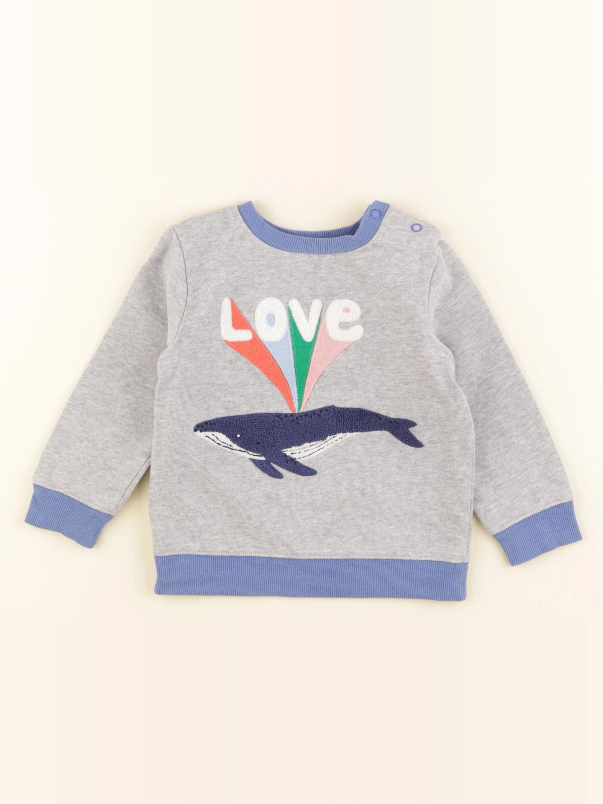Baby Boden - sweat gris, bleu - 18/24 mois