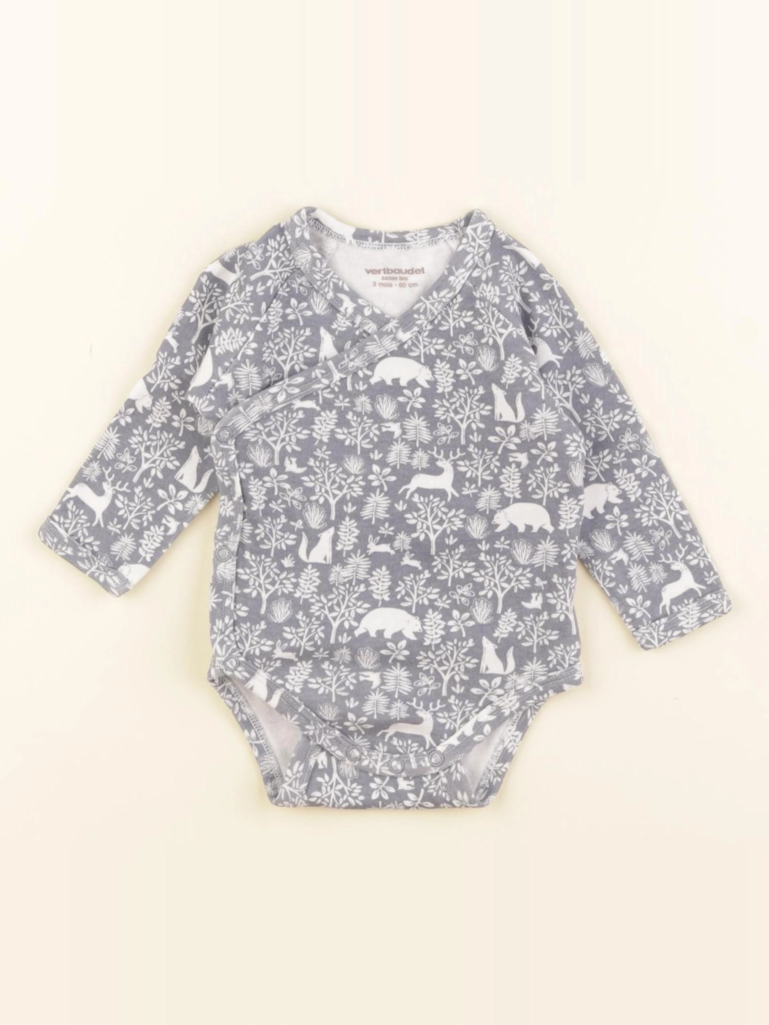 Vertbaudet - body blanc, bleu - 3 mois