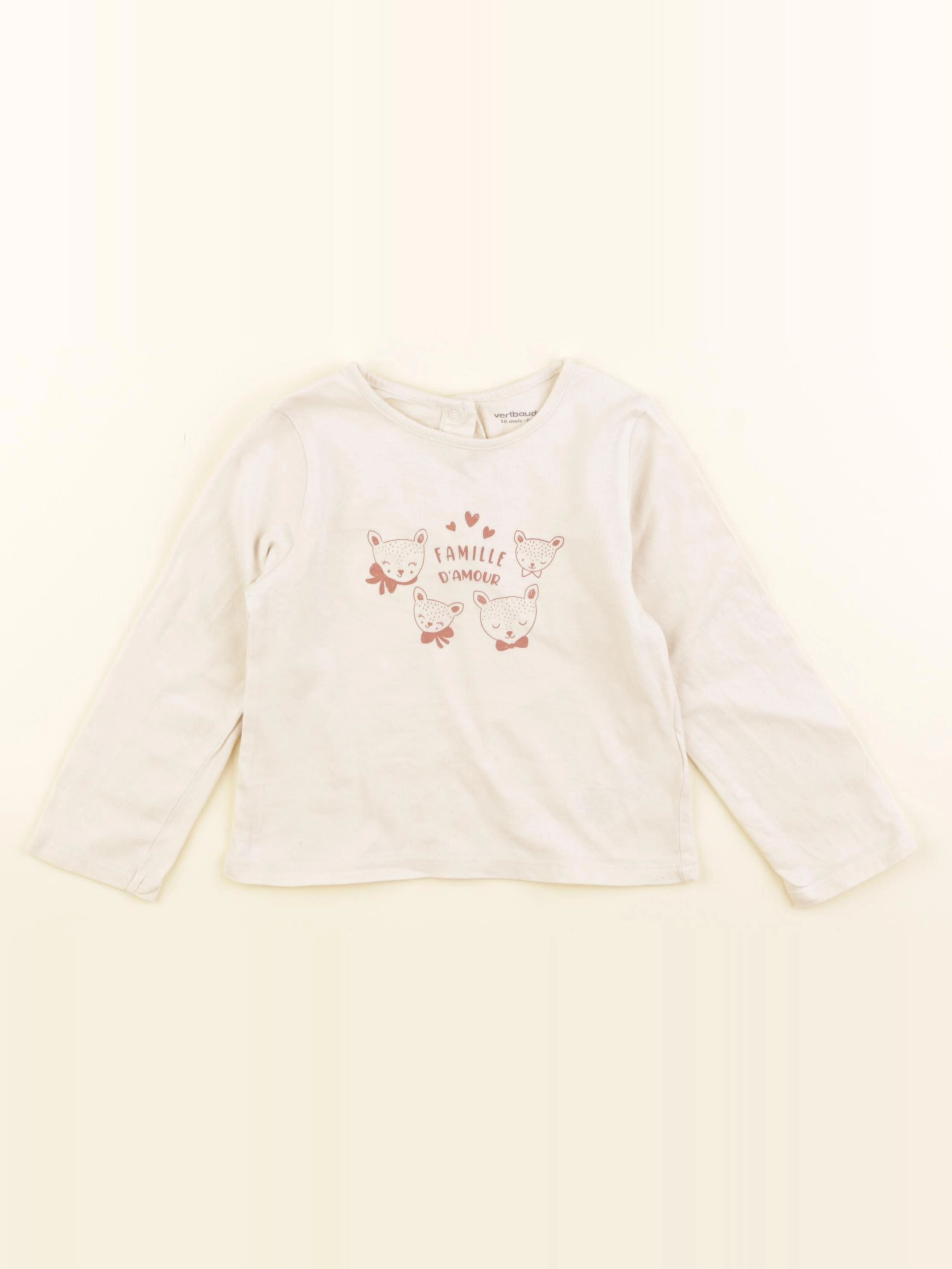 Vertbaudet - tee-shirt beige - 18 mois