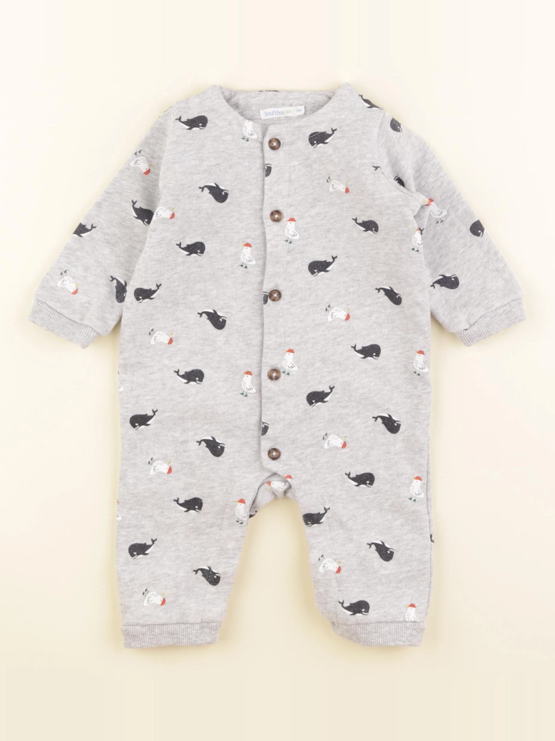 Boutchou - combinaison gris - 3 mois