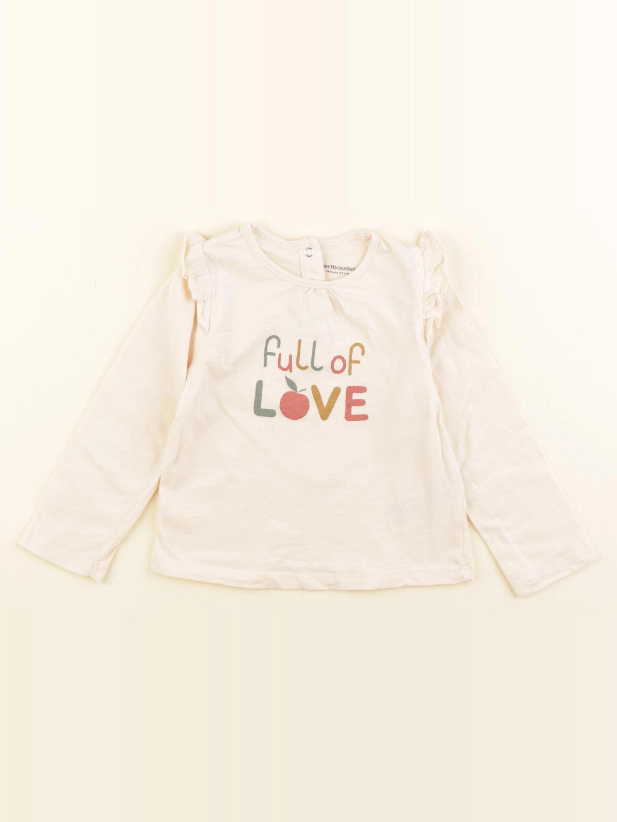 Vertbaudet - tee-shirt beige - 18 mois