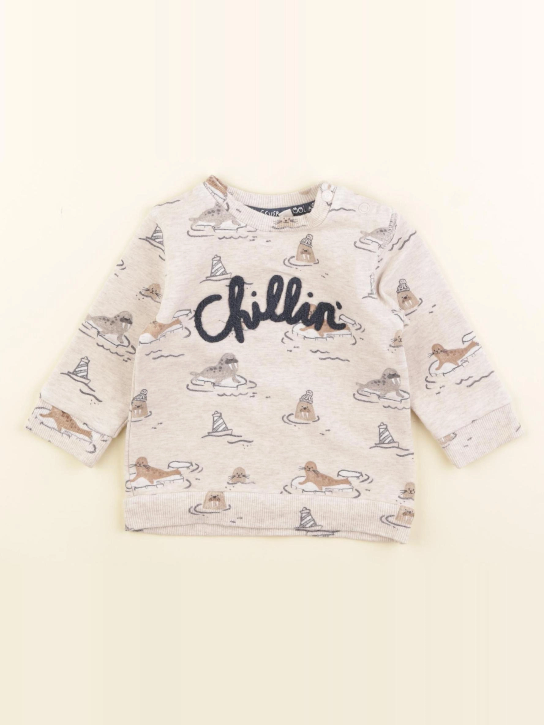 Feetje - sweat beige, bleu - 6 mois