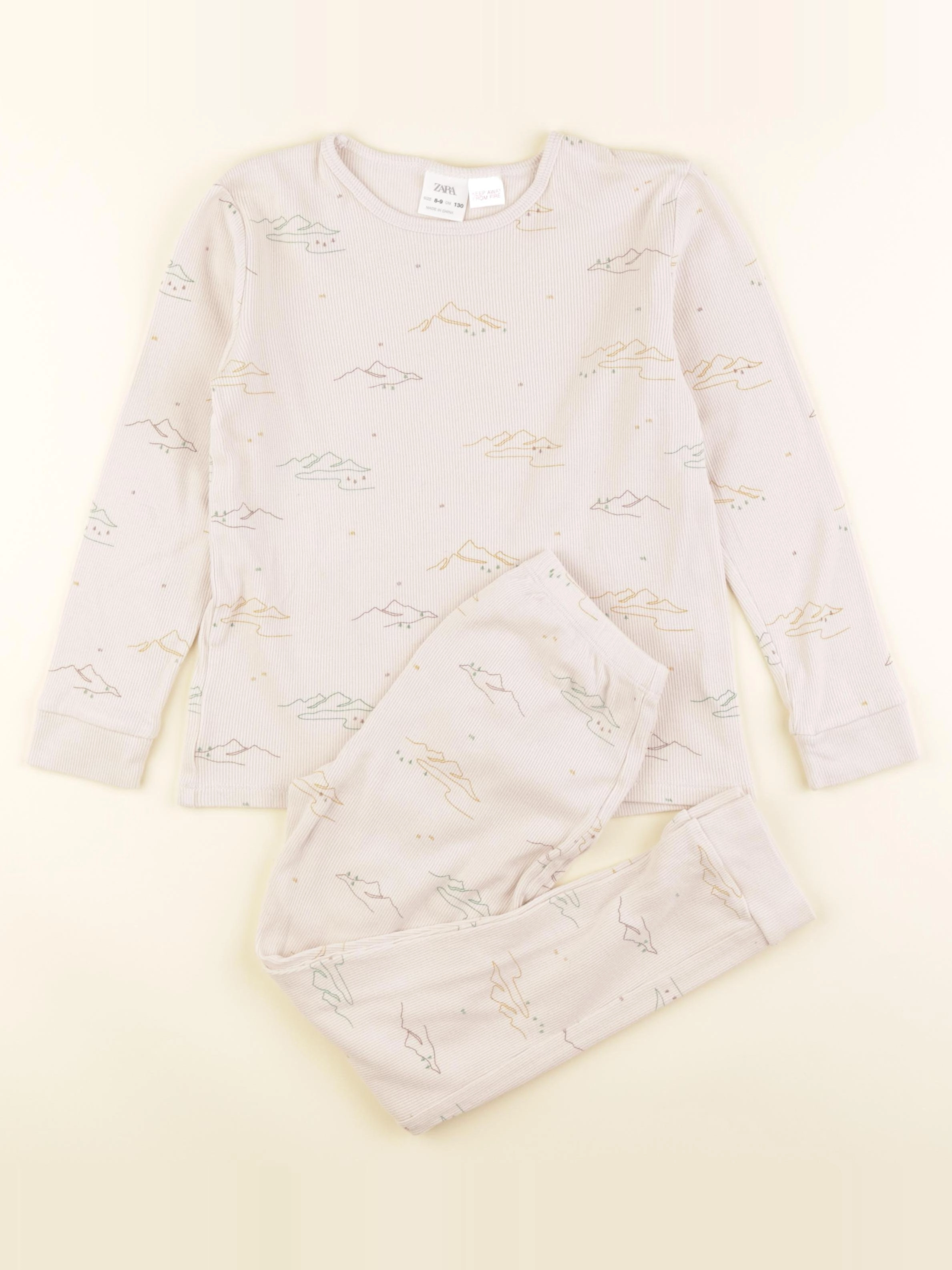 Zara - pyjama coton beige - 8/9 ans