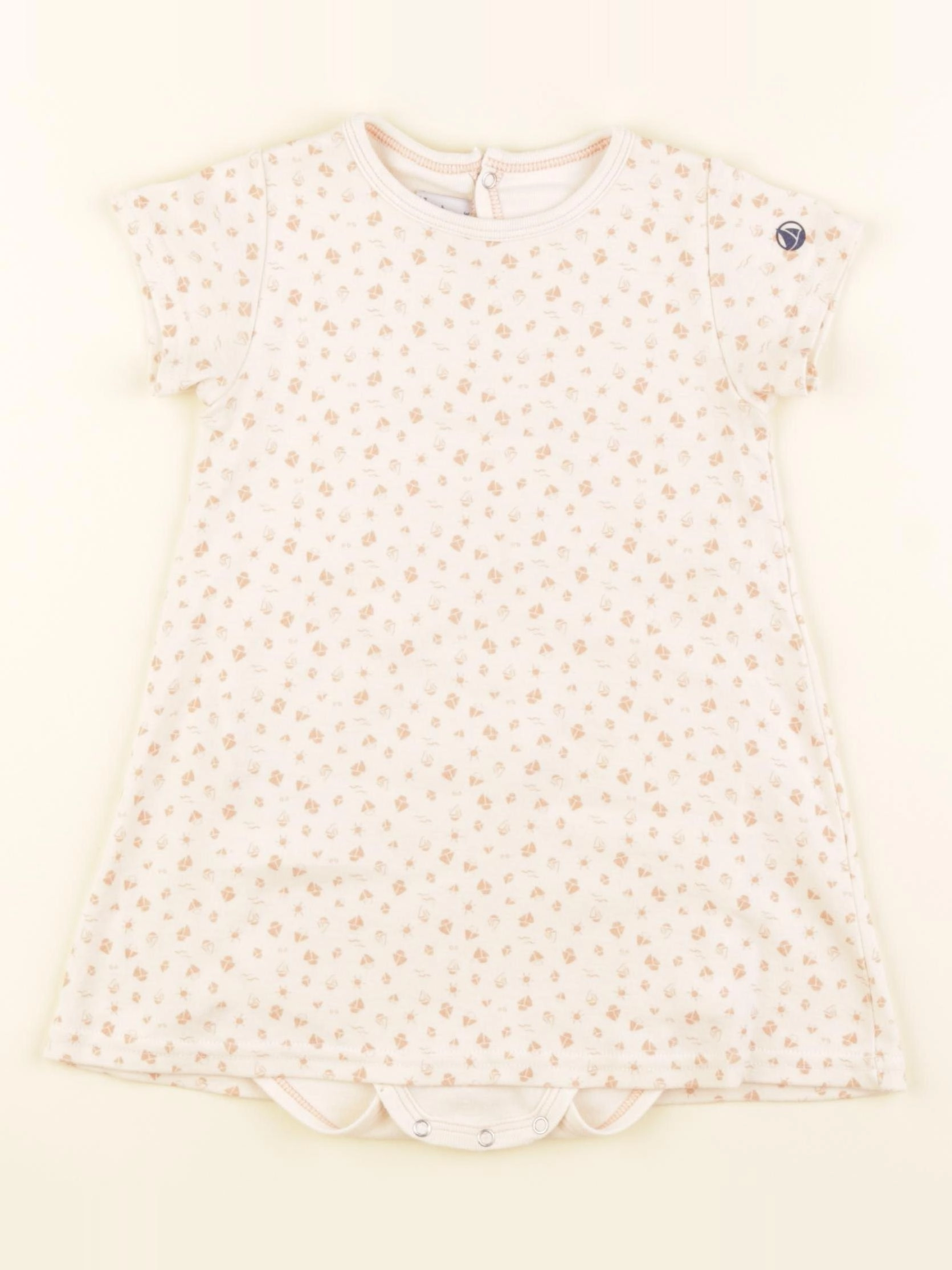Petit Bateau - chemise de nuit coton beige - 36 mois