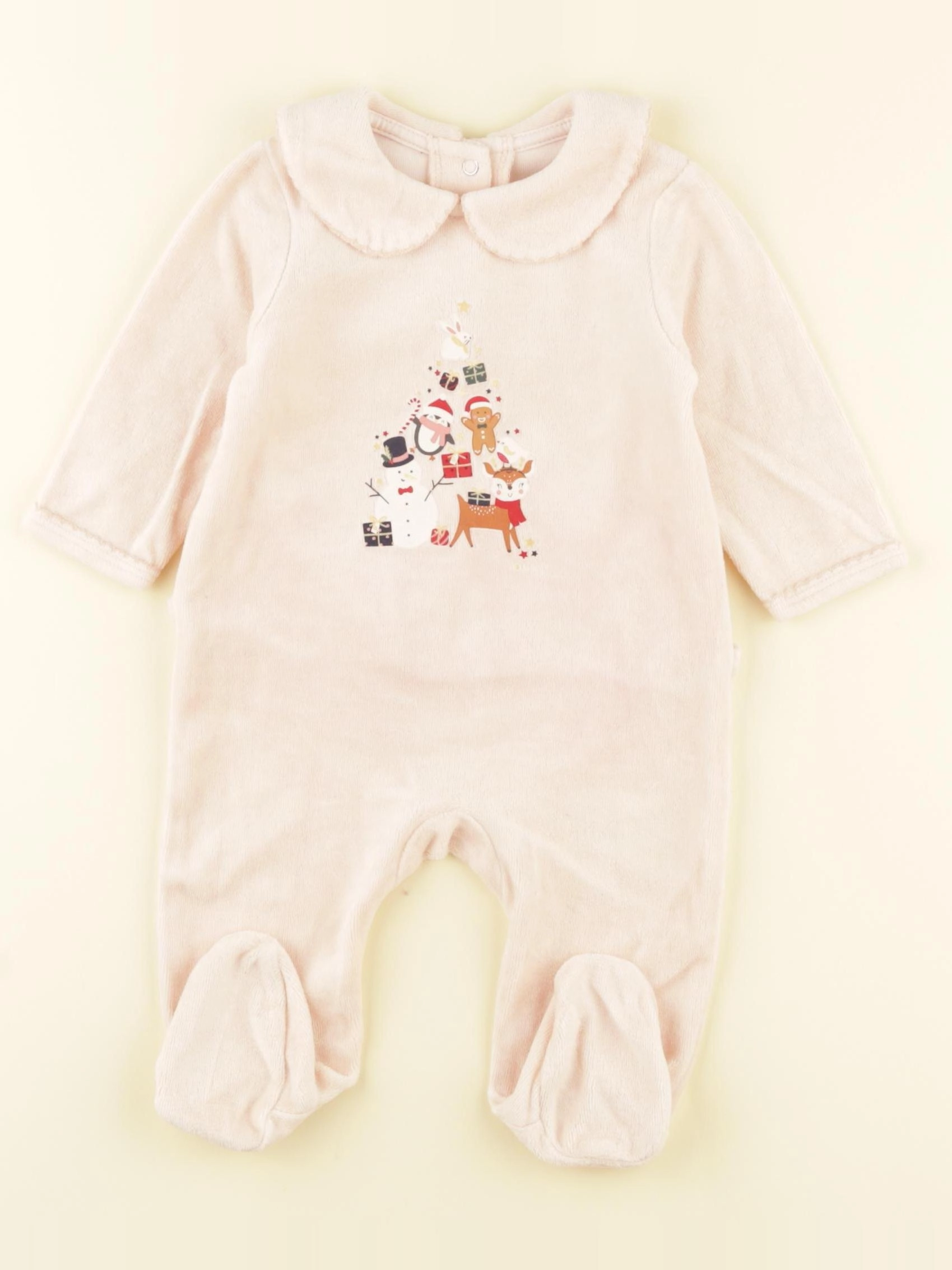 Vertbaudet - pyjama velours rose - 3 mois