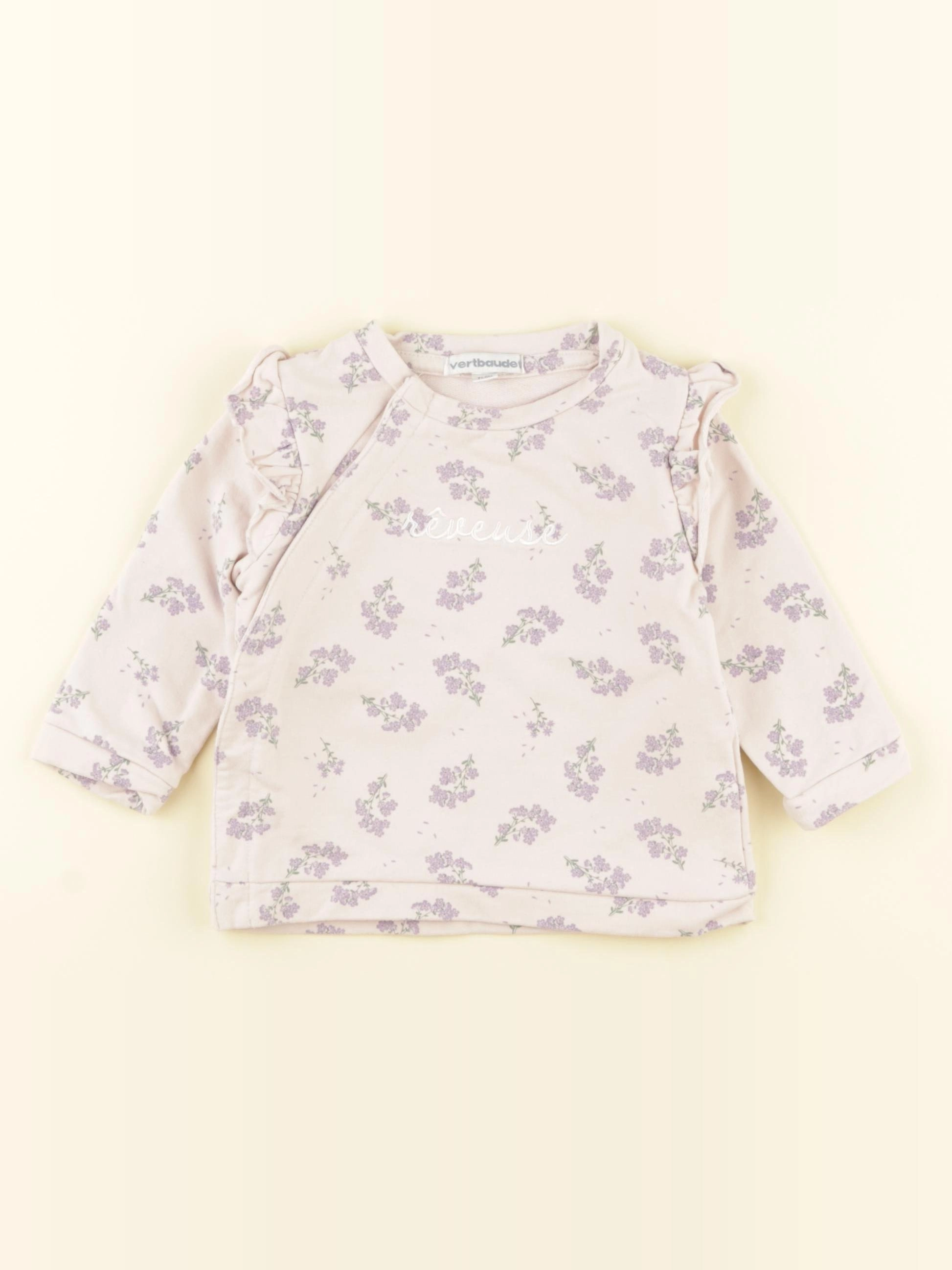 Vertbaudet - sweat violet - 9 mois