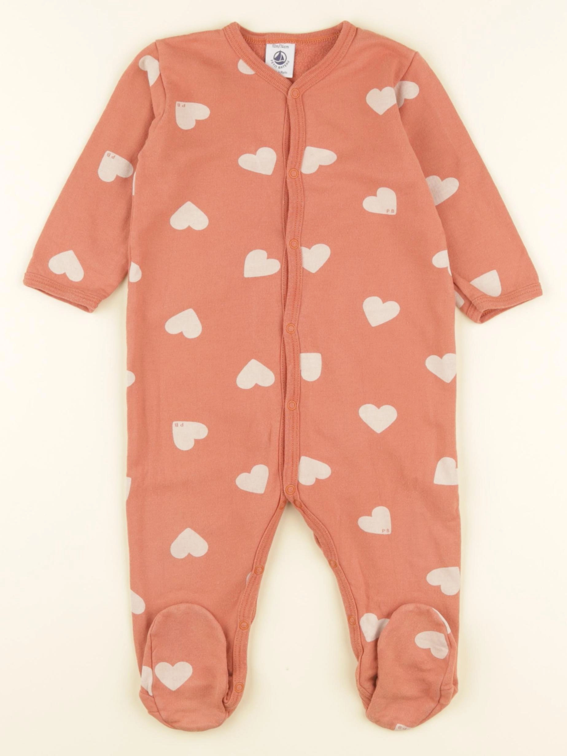 Petit Bateau - pyjama coton rose - 12 mois