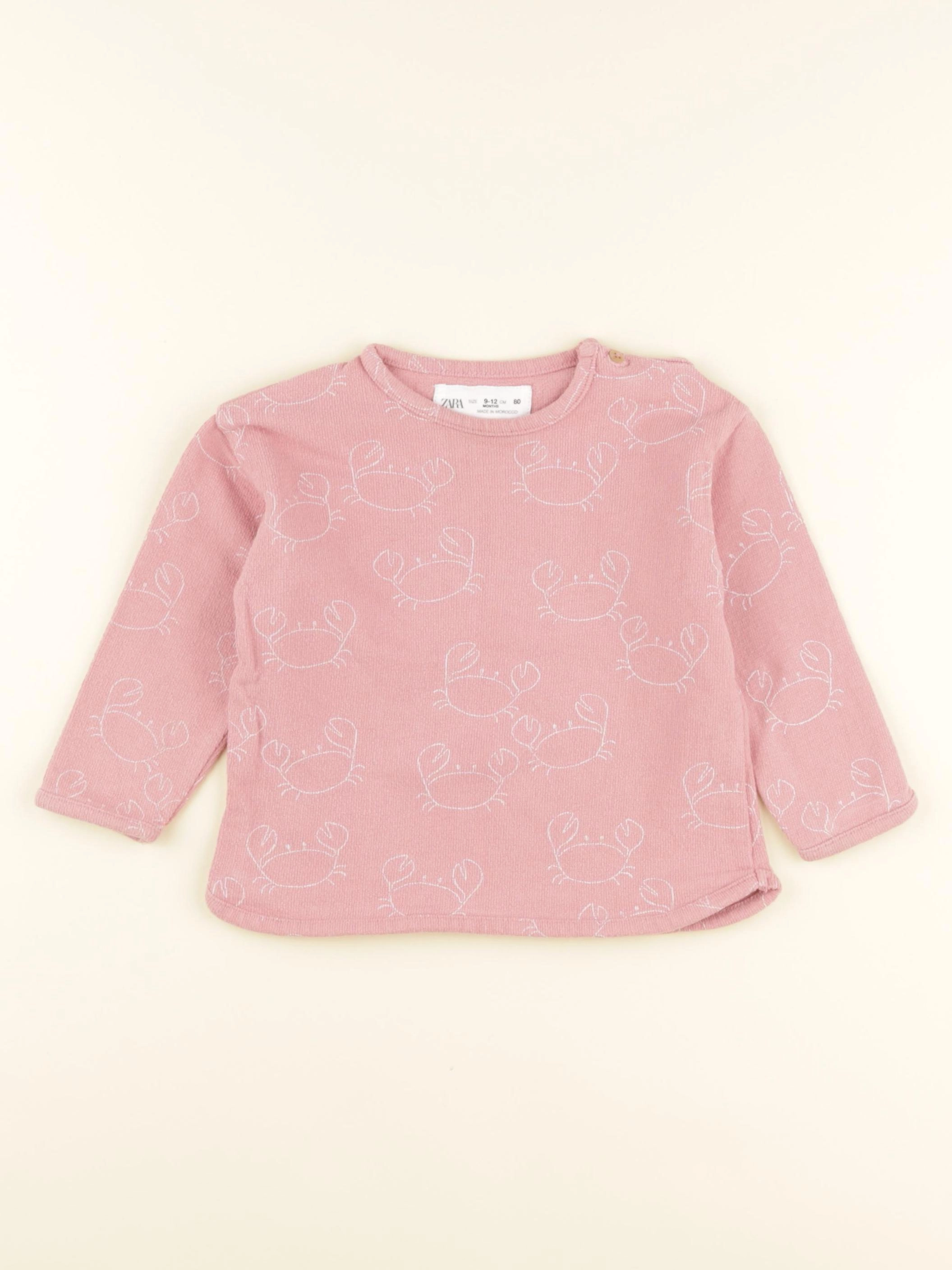 Zara - sweat rose - 9/12 mois