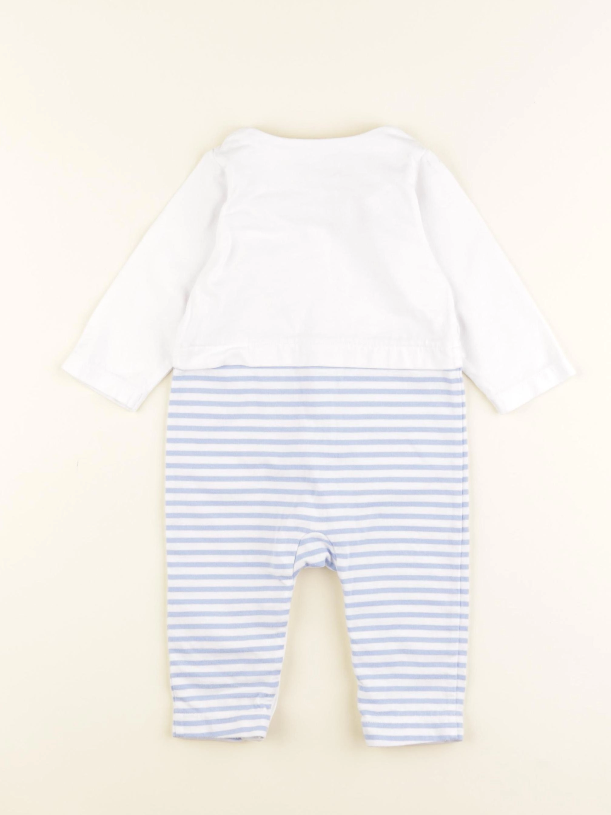 Jacadi - pyjama coton blanc, bleu - 6 mois