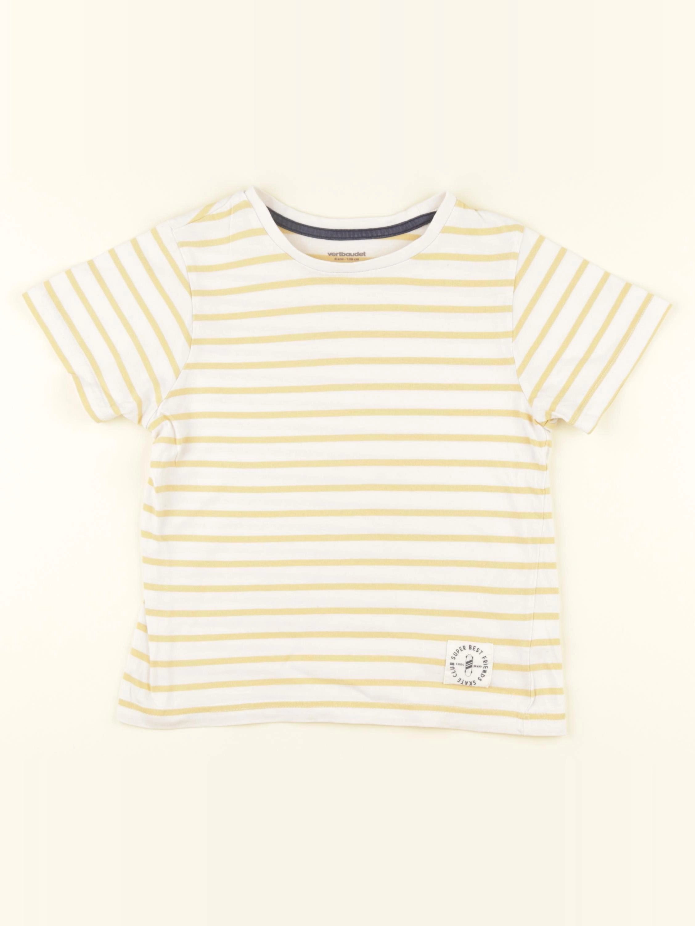 Vertbaudet - tee-shirt blanc, jaune - 8 ans