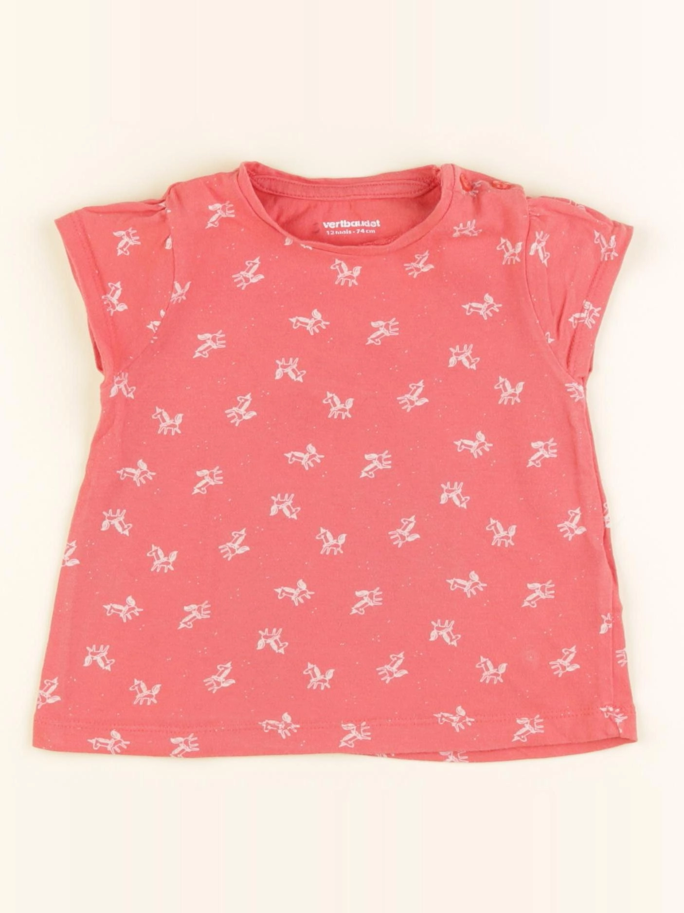 Vertbaudet - tee-shirt rouge - 12 mois