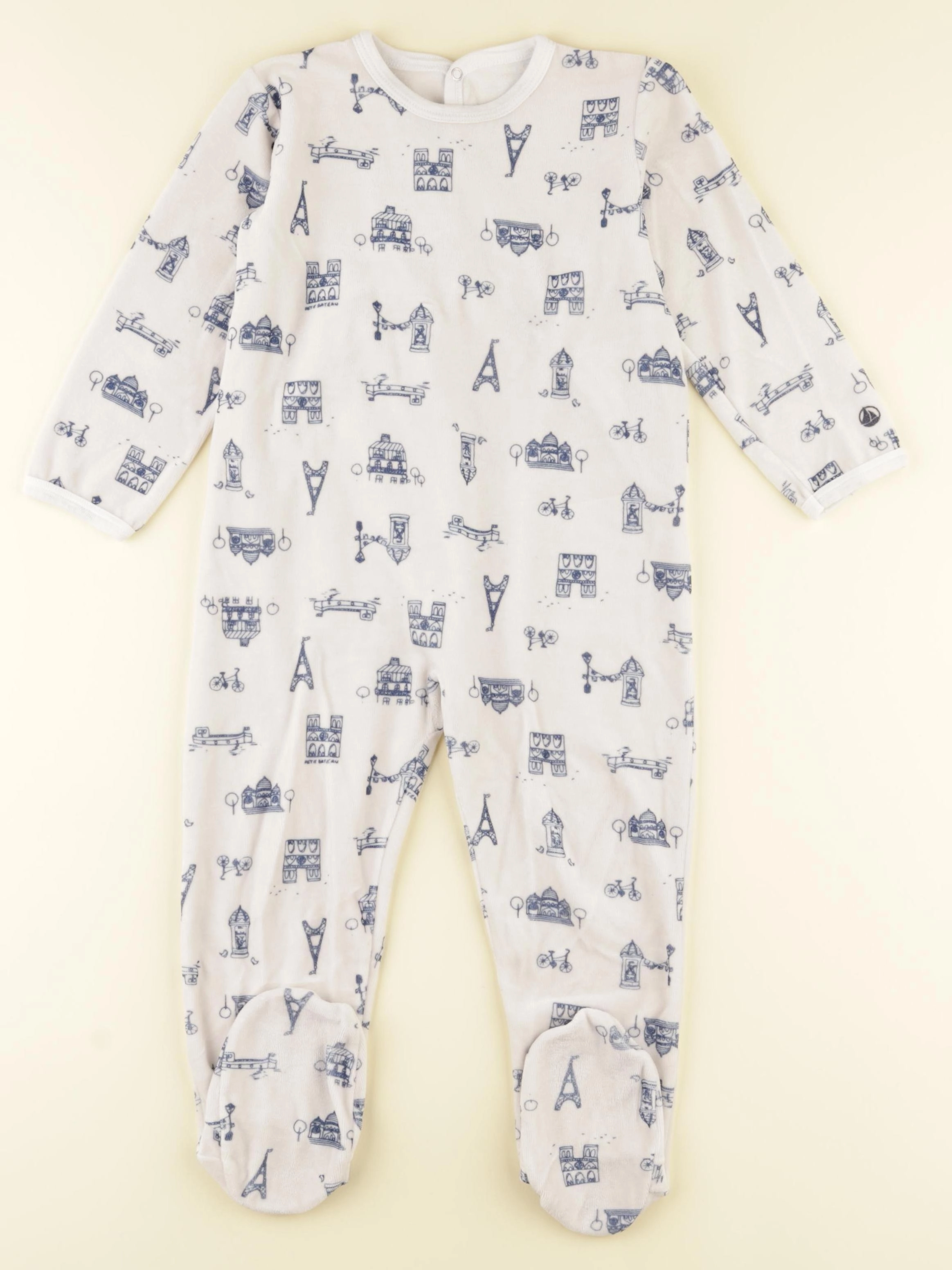Petit Bateau - pyjama velours blanc - 36 mois