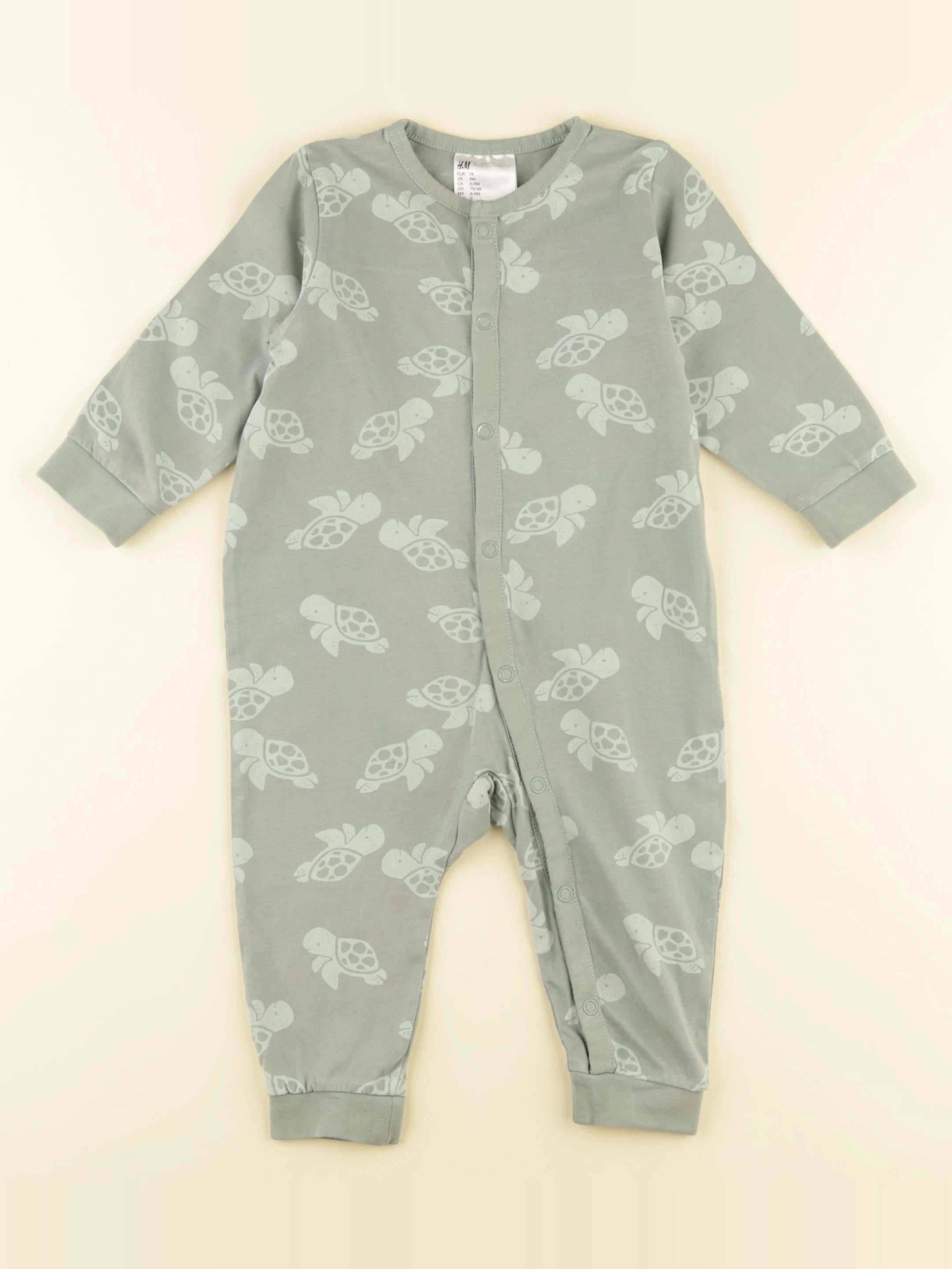 H&M - pyjama coton vert - 9 mois