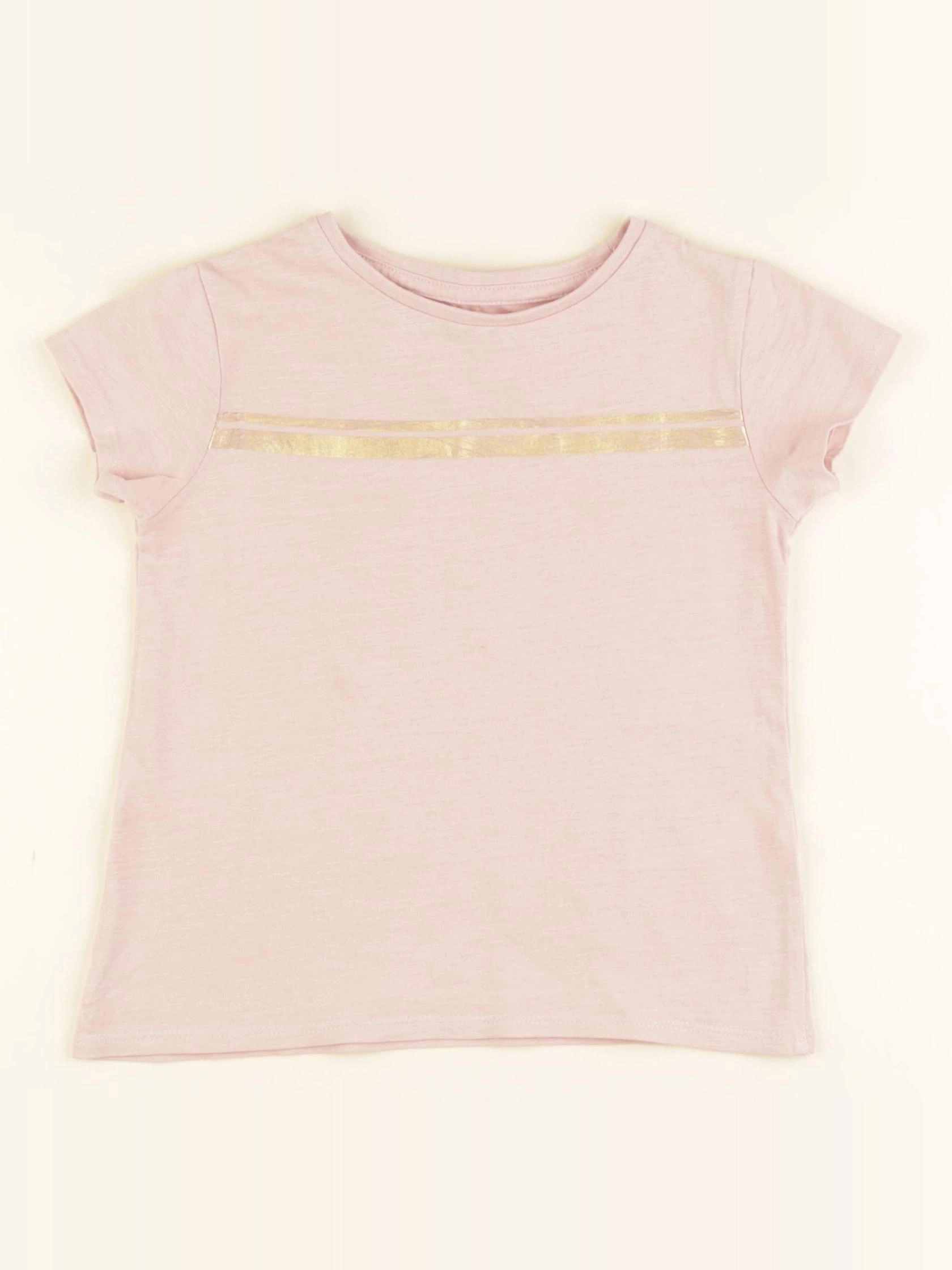 Vertbaudet - tee-shirt or, rose - 4 ans