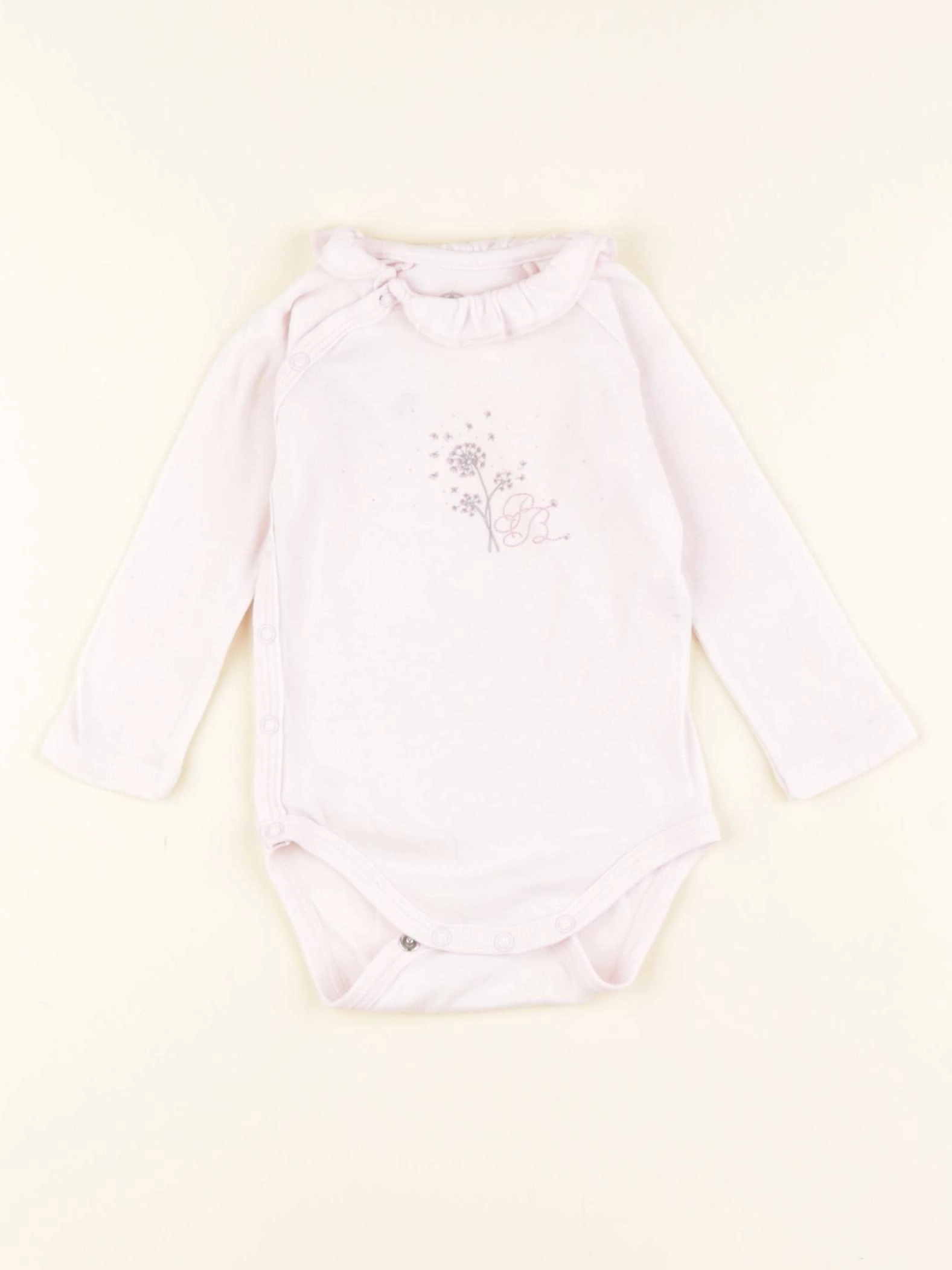 Petit Bateau - body à col rose - 6 mois