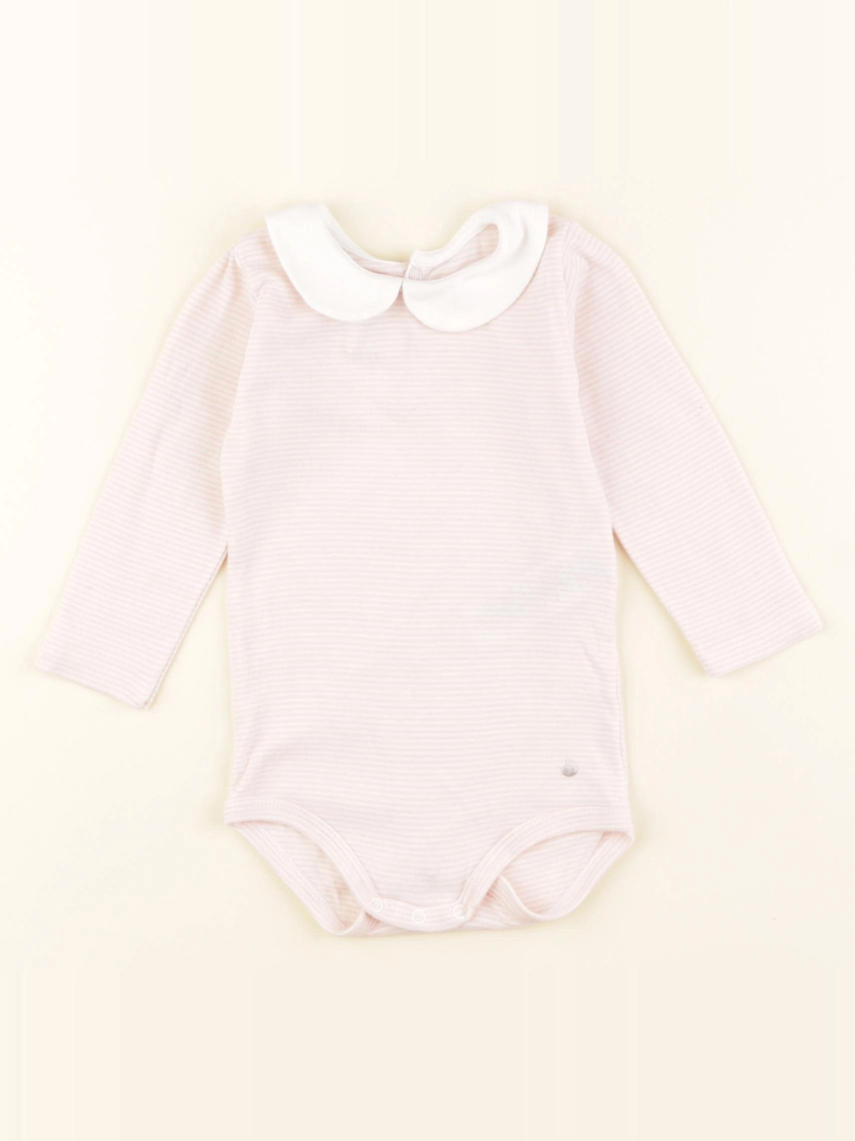 Petit Bateau - body à col rose - 12 mois