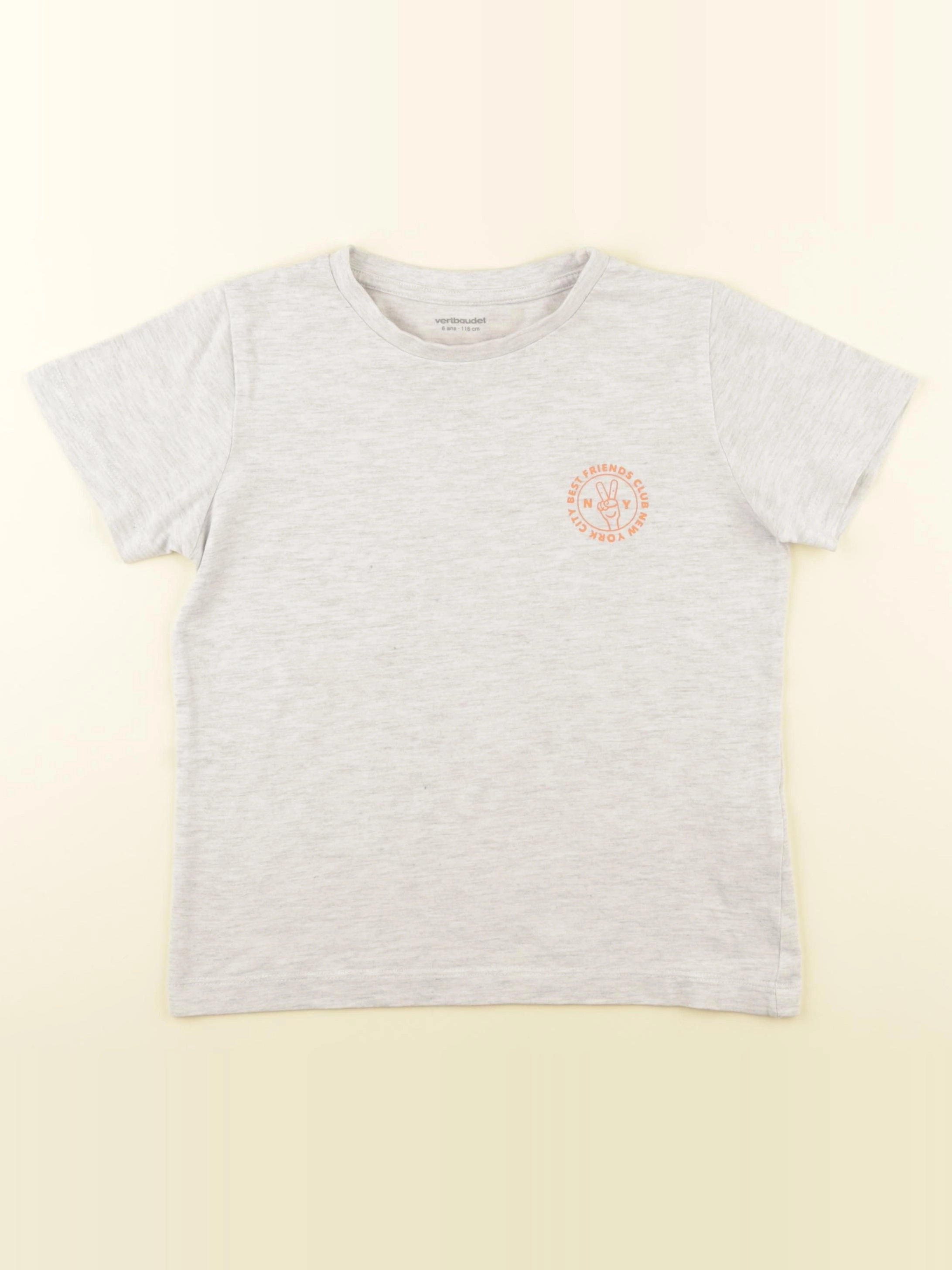 Vertbaudet - tee-shirt beige - 6 ans