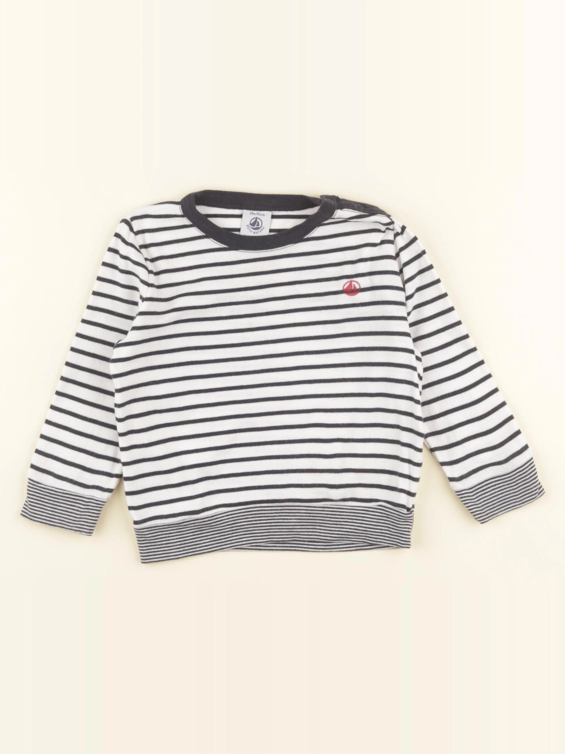 Petit Bateau - tee-shirt blanc, bleu - 18 mois