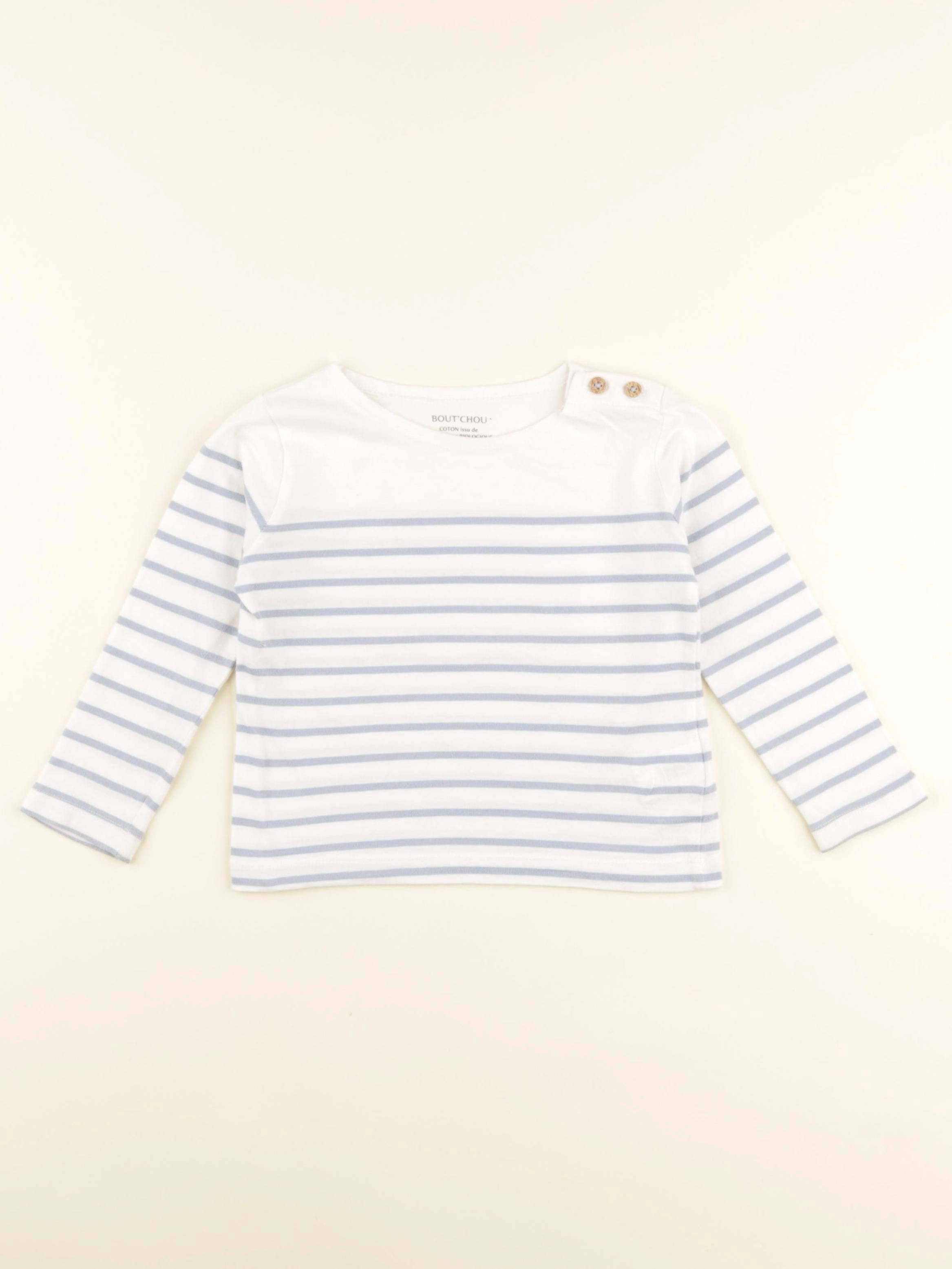Boutchou - tee-shirt bleu, blanc - 24 mois