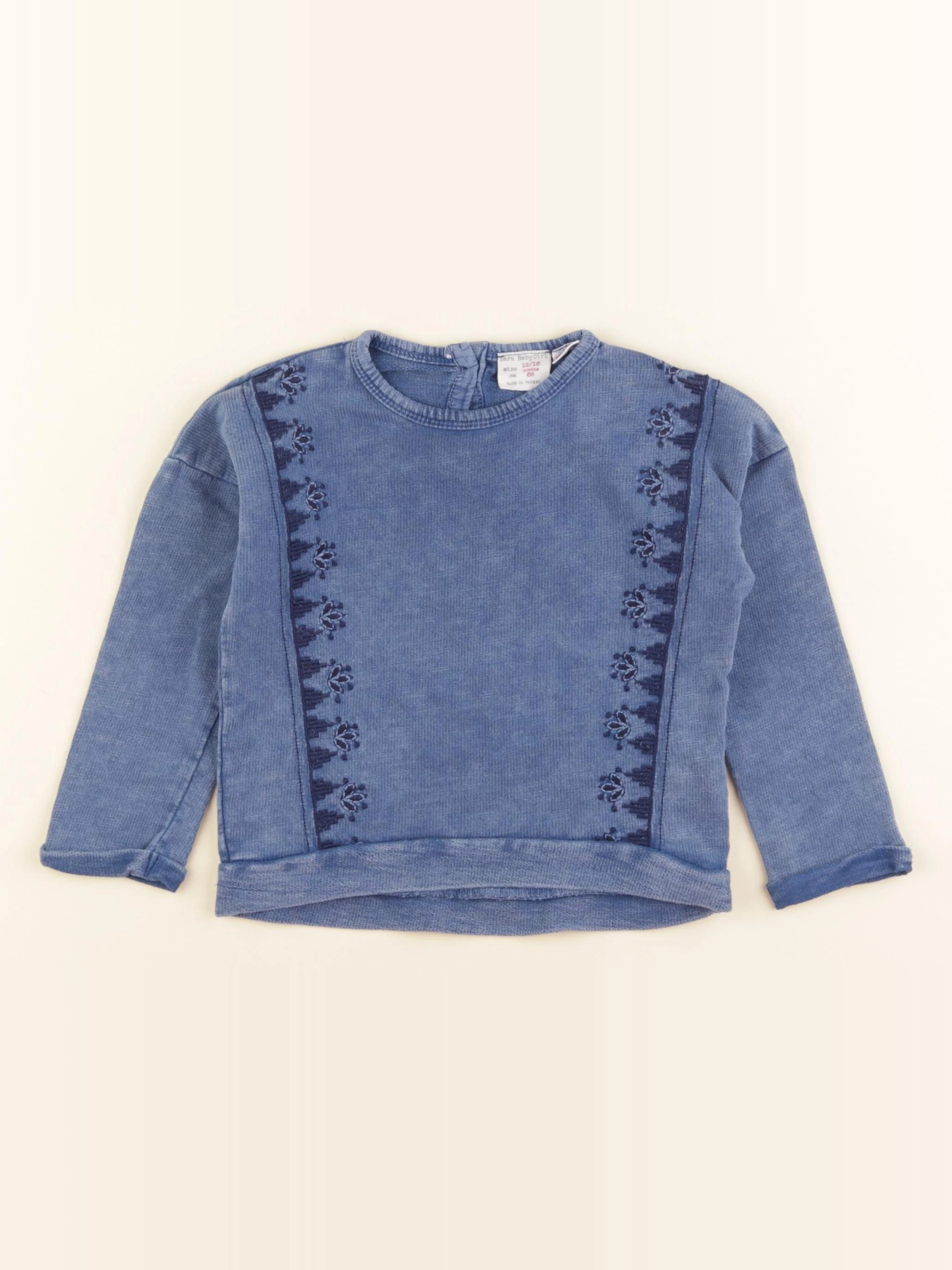Zara - sweat bleu - 12/18 mois