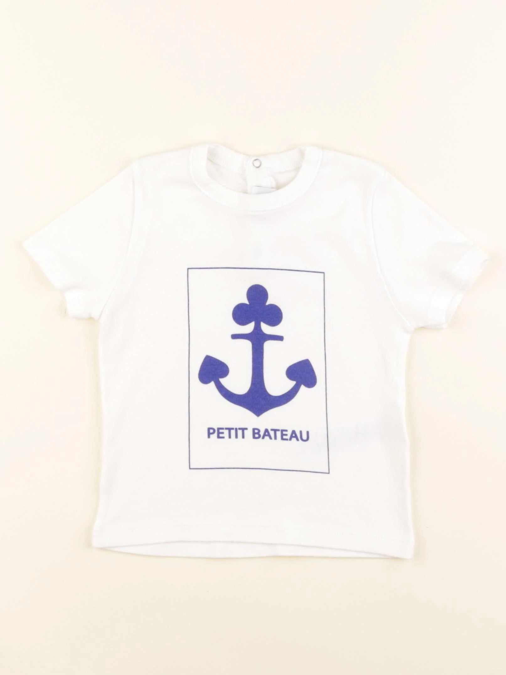 Petit Bateau - tee-shirt blanc, bleu - 24 mois