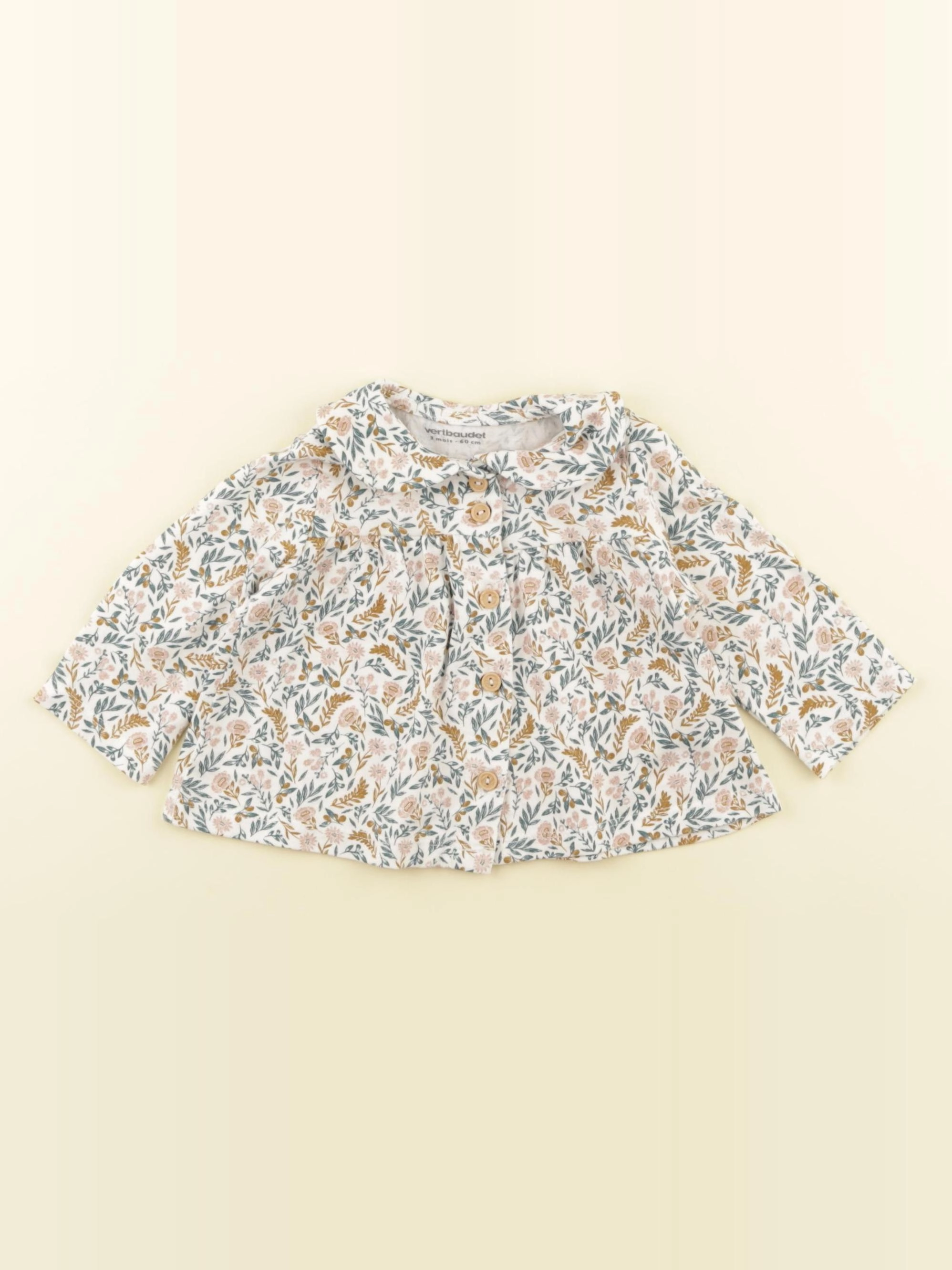 Vertbaudet - tee-shirt vert, rose - 3 mois