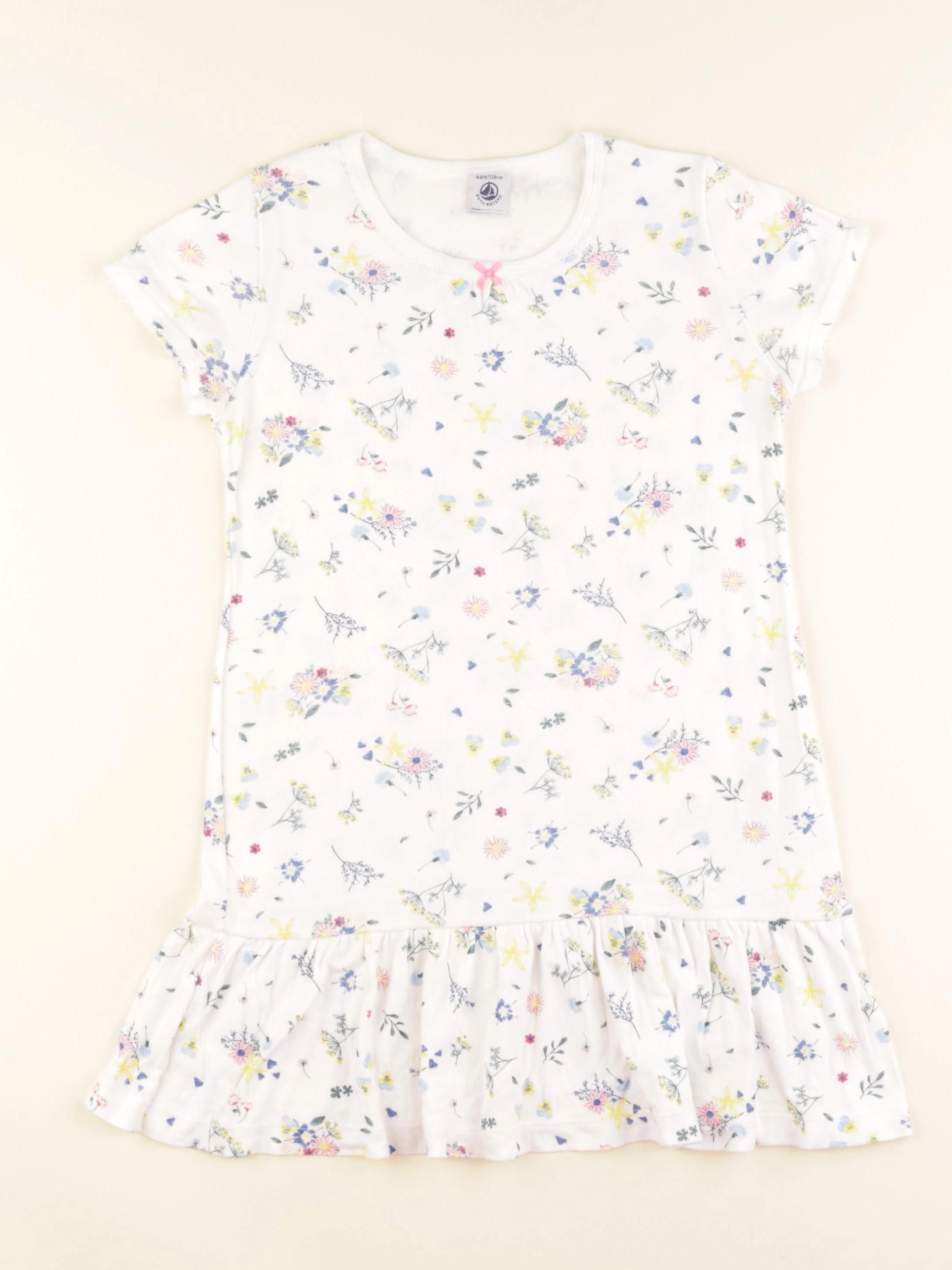 Petit Bateau - chemise de nuit coton blanc - 6 ans