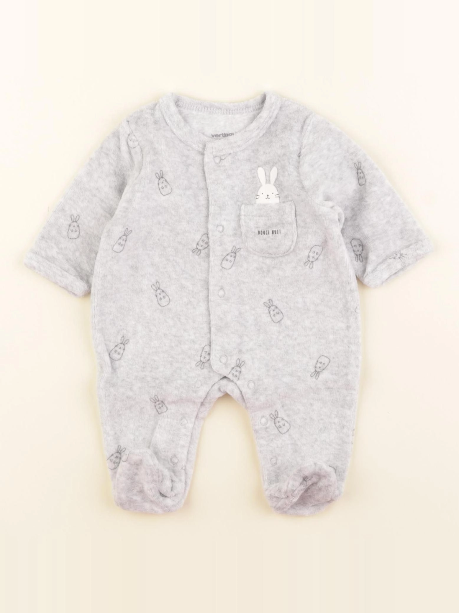 Vertbaudet - pyjama velours gris - 0 mois