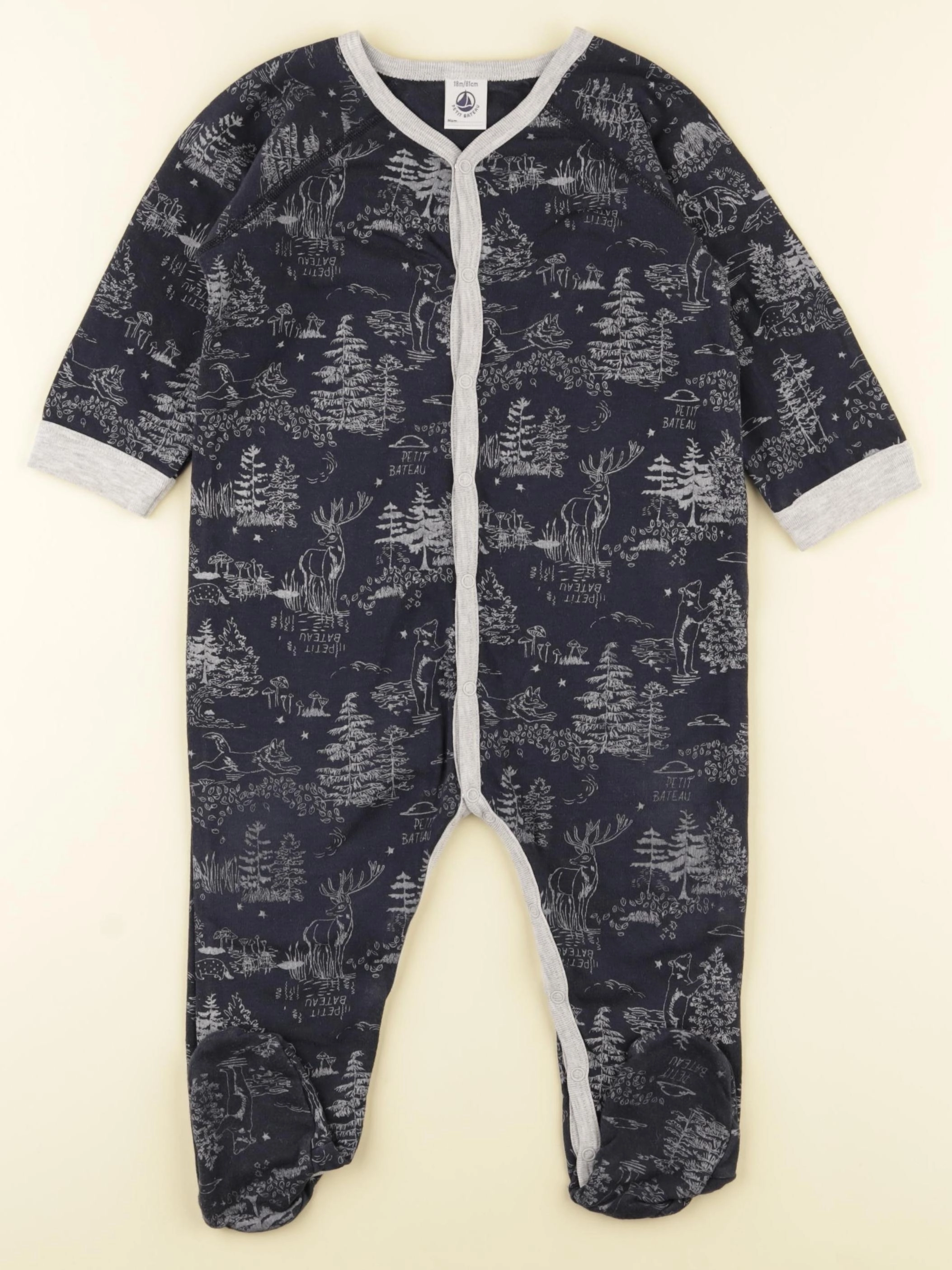 Petit Bateau - pyjama coton bleu - 18 mois
