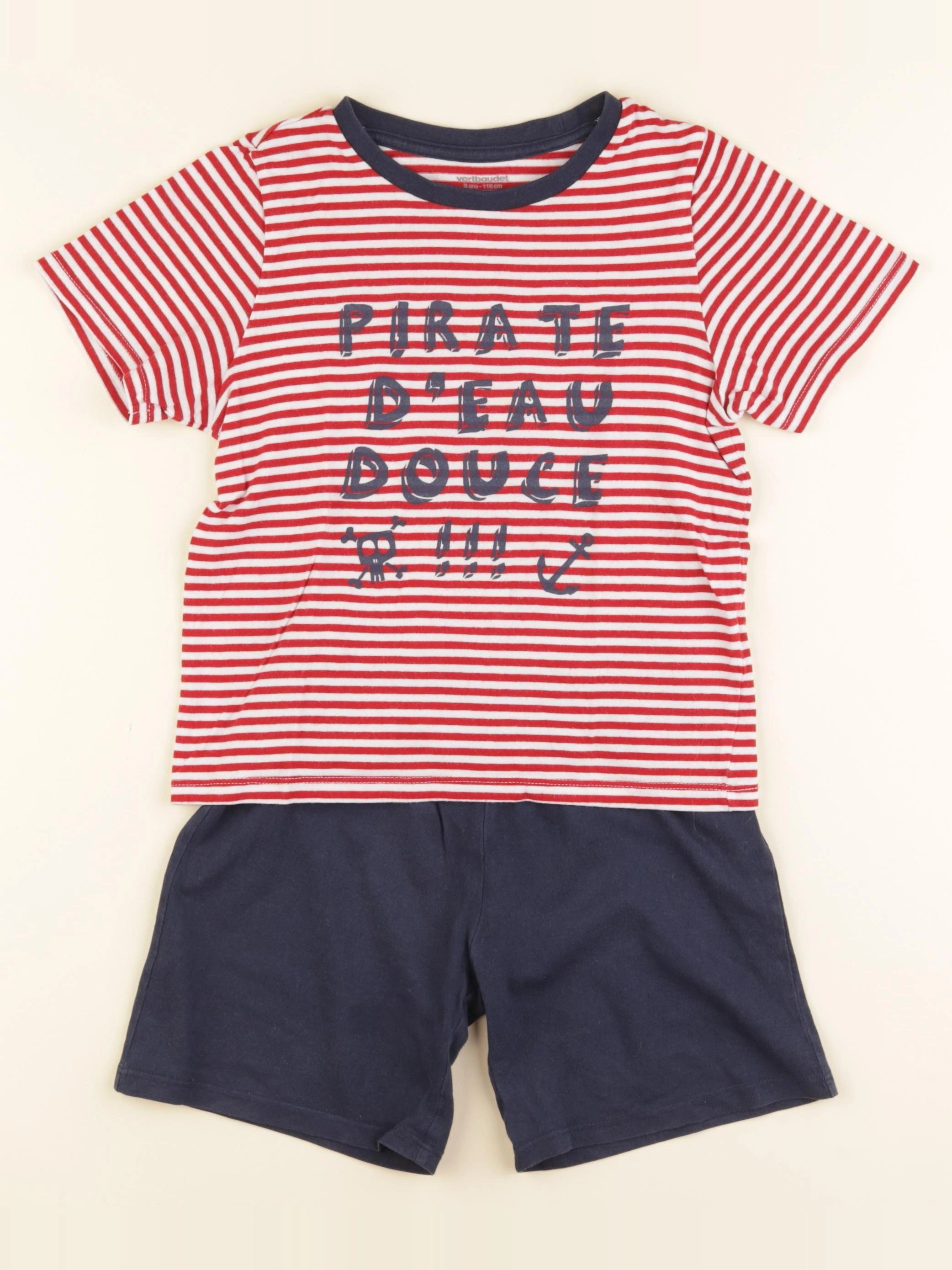 Vertbaudet - pyjama coton bleu, rouge - 6 ans