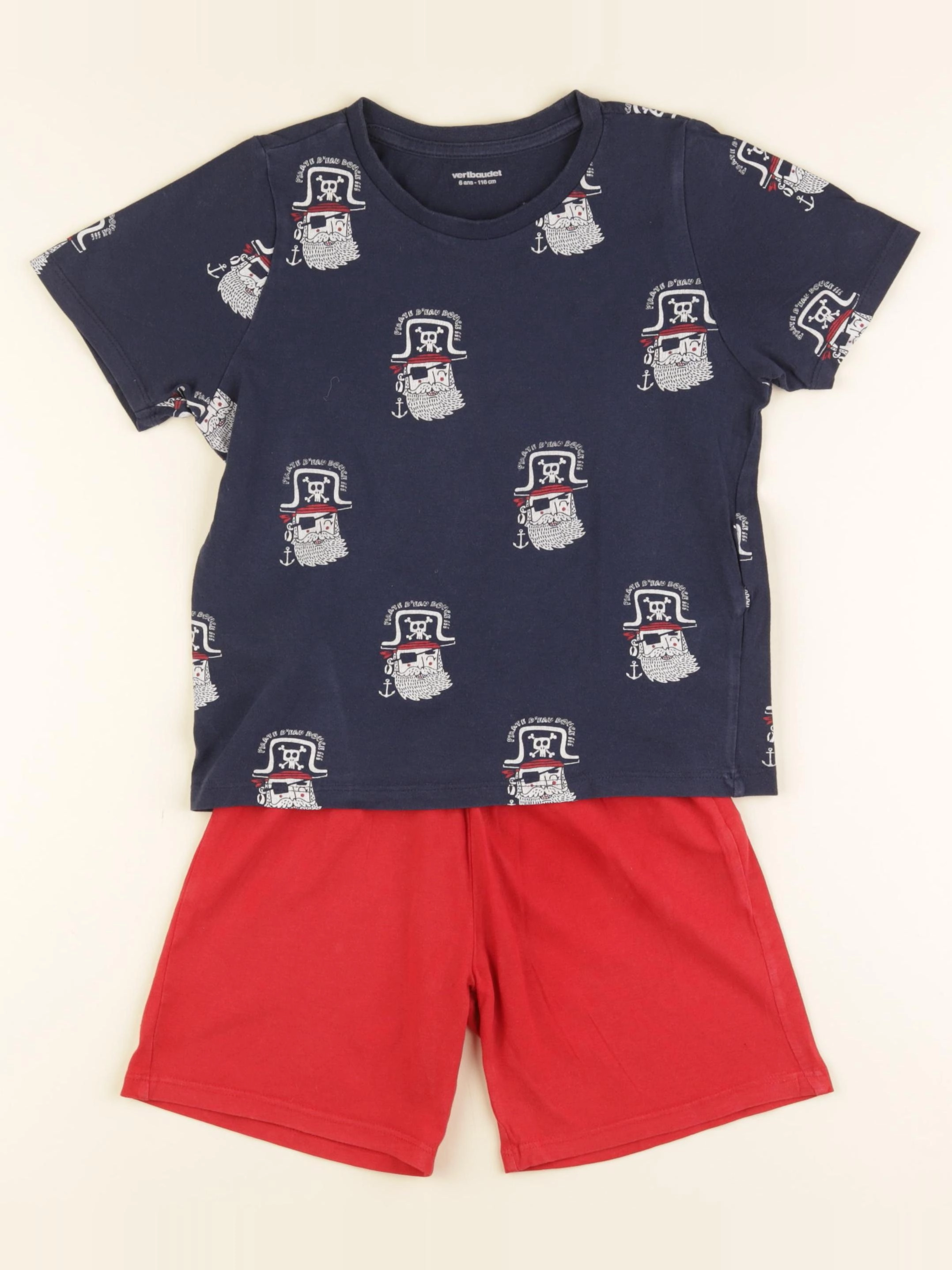 Vertbaudet - pyjama coton bleu, rouge - 6 ans