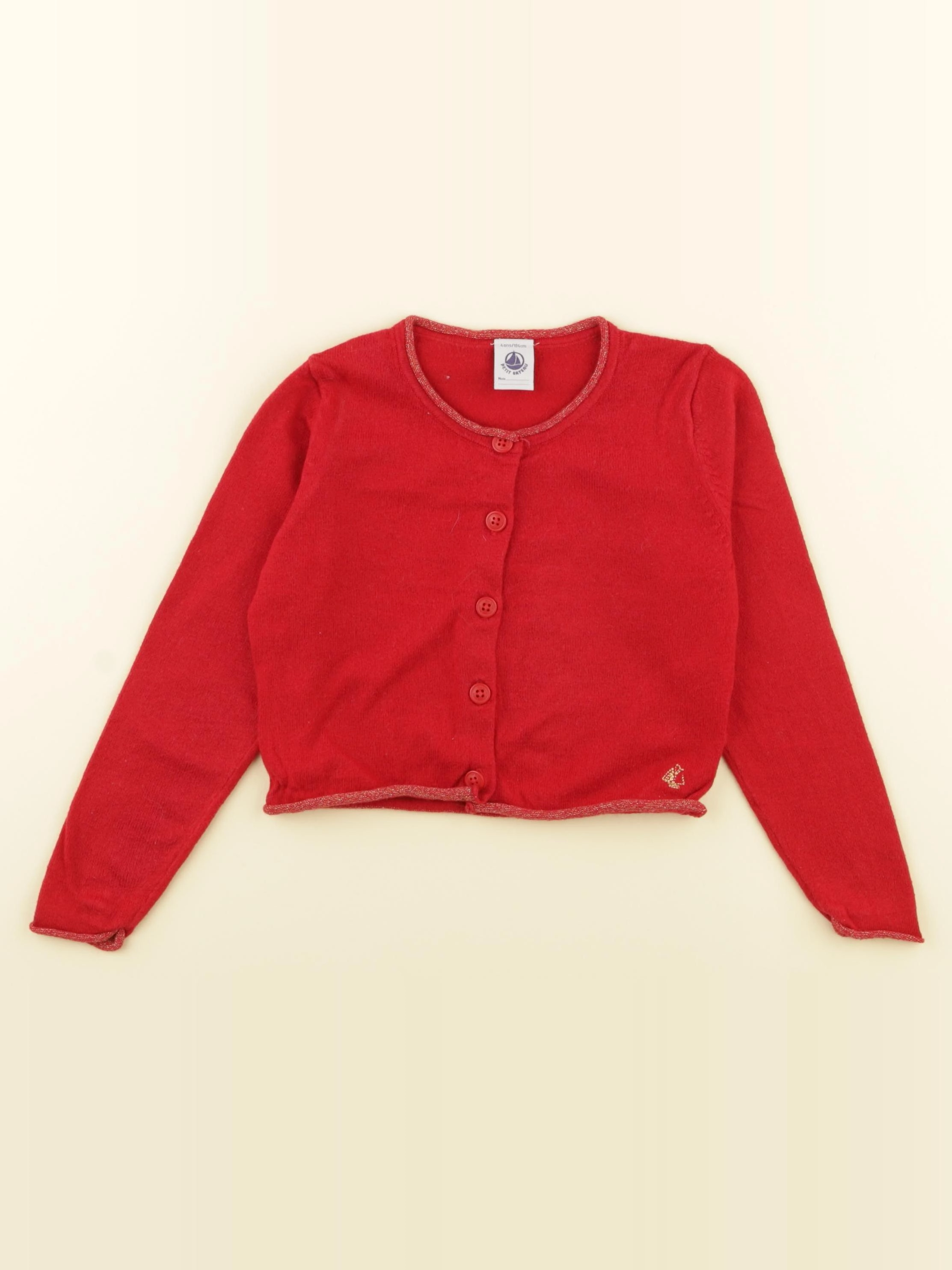 Petit Bateau - gilet rouge - 4 ans