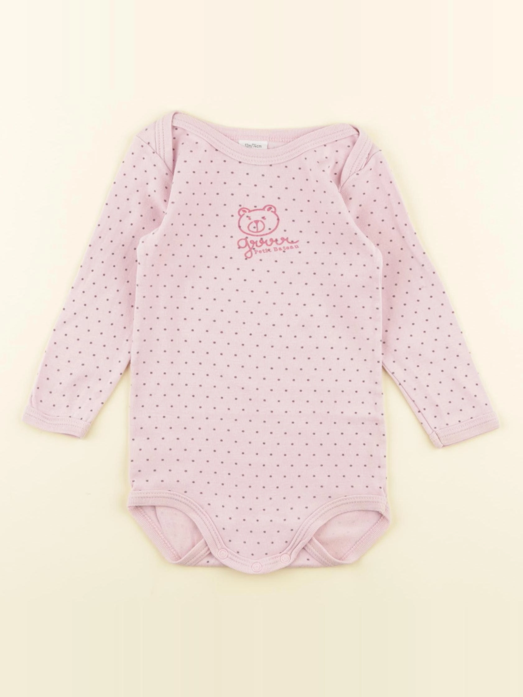 Petit Bateau - body rose - 12 mois