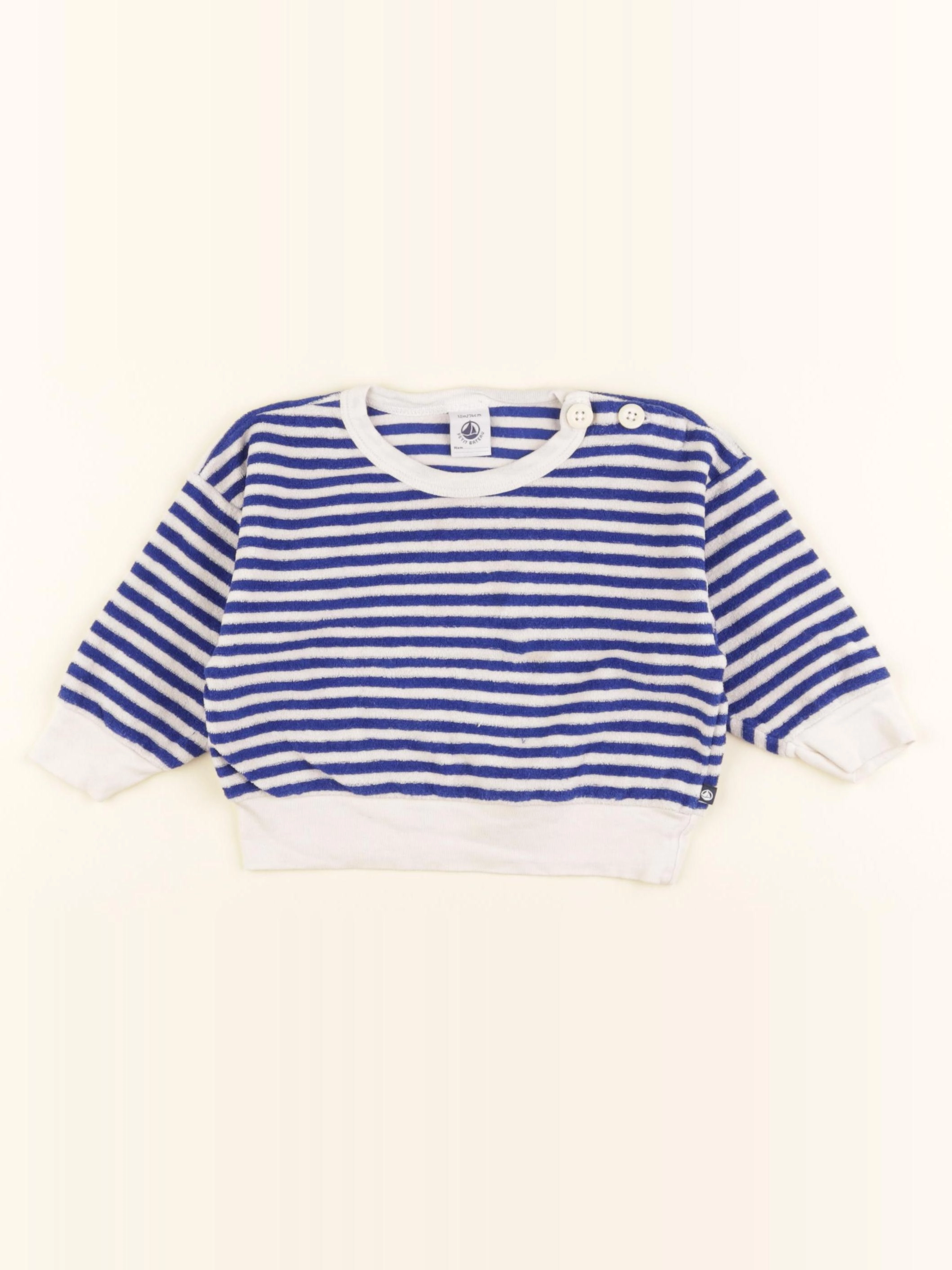 Petit Bateau - sweat blanc, bleu - 12 mois