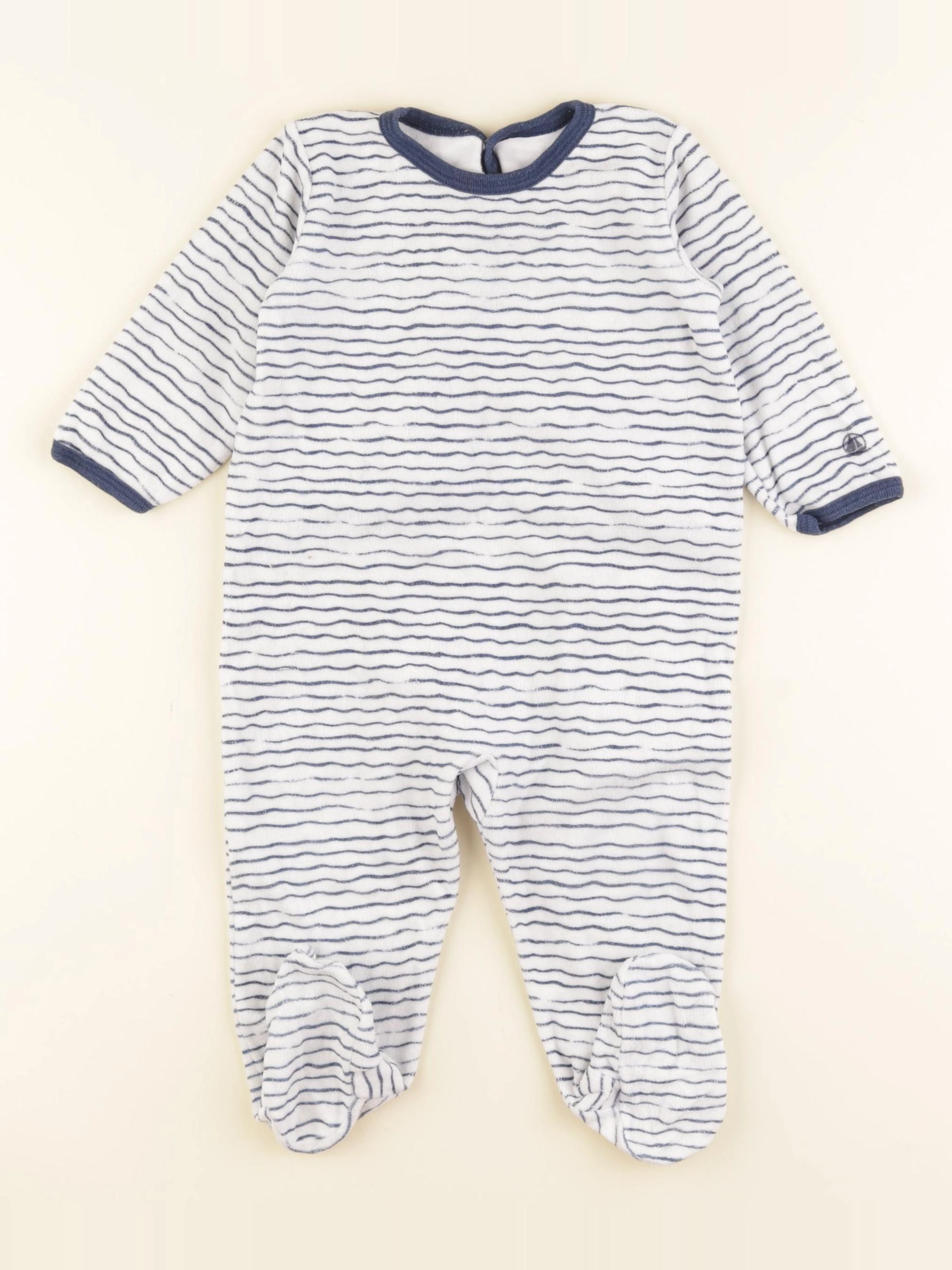 Petit Bateau - pyjama coton blanc, bleu - 12 mois