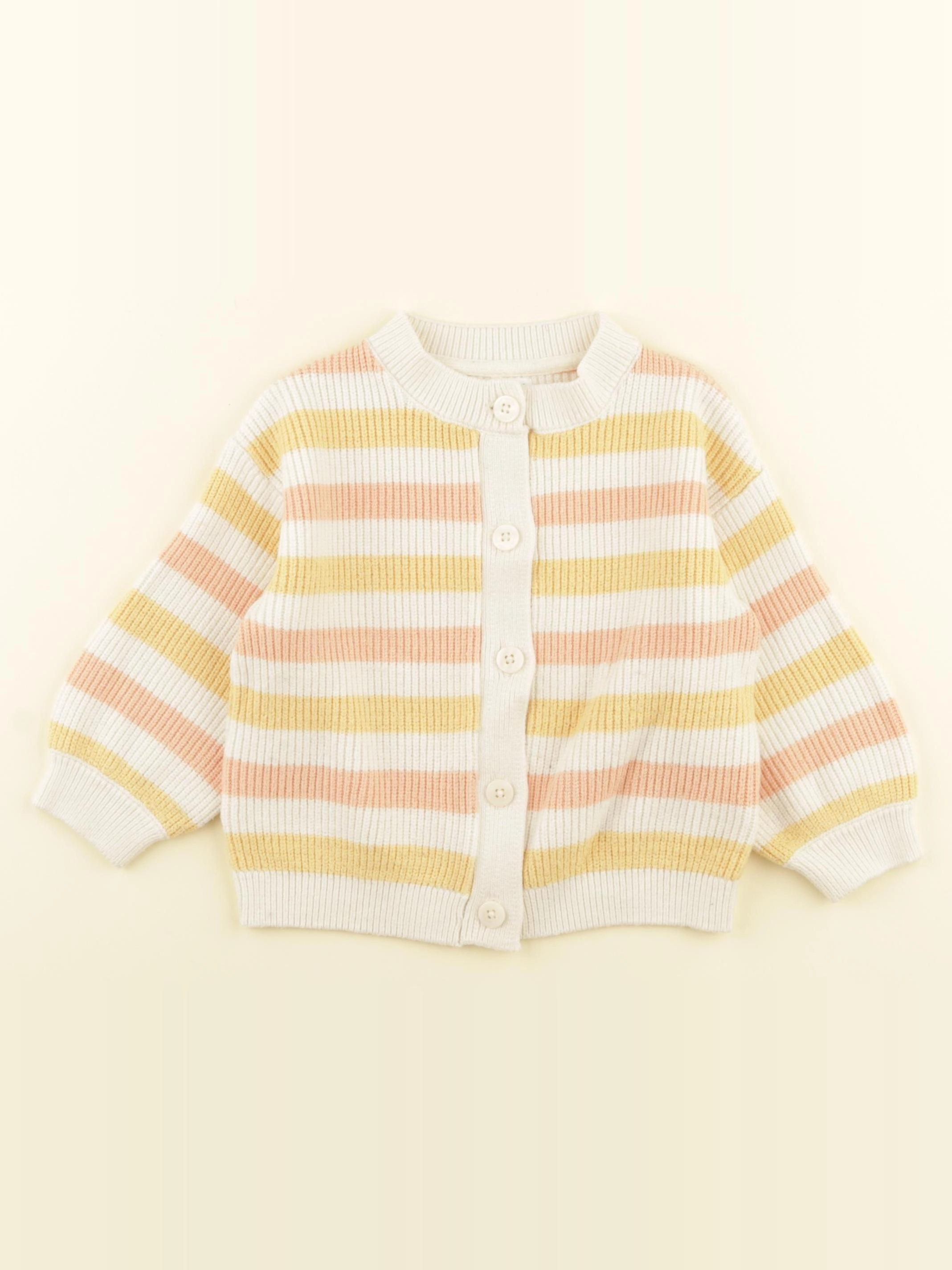 Vertbaudet - gilet blanc, jaune - 3 ans